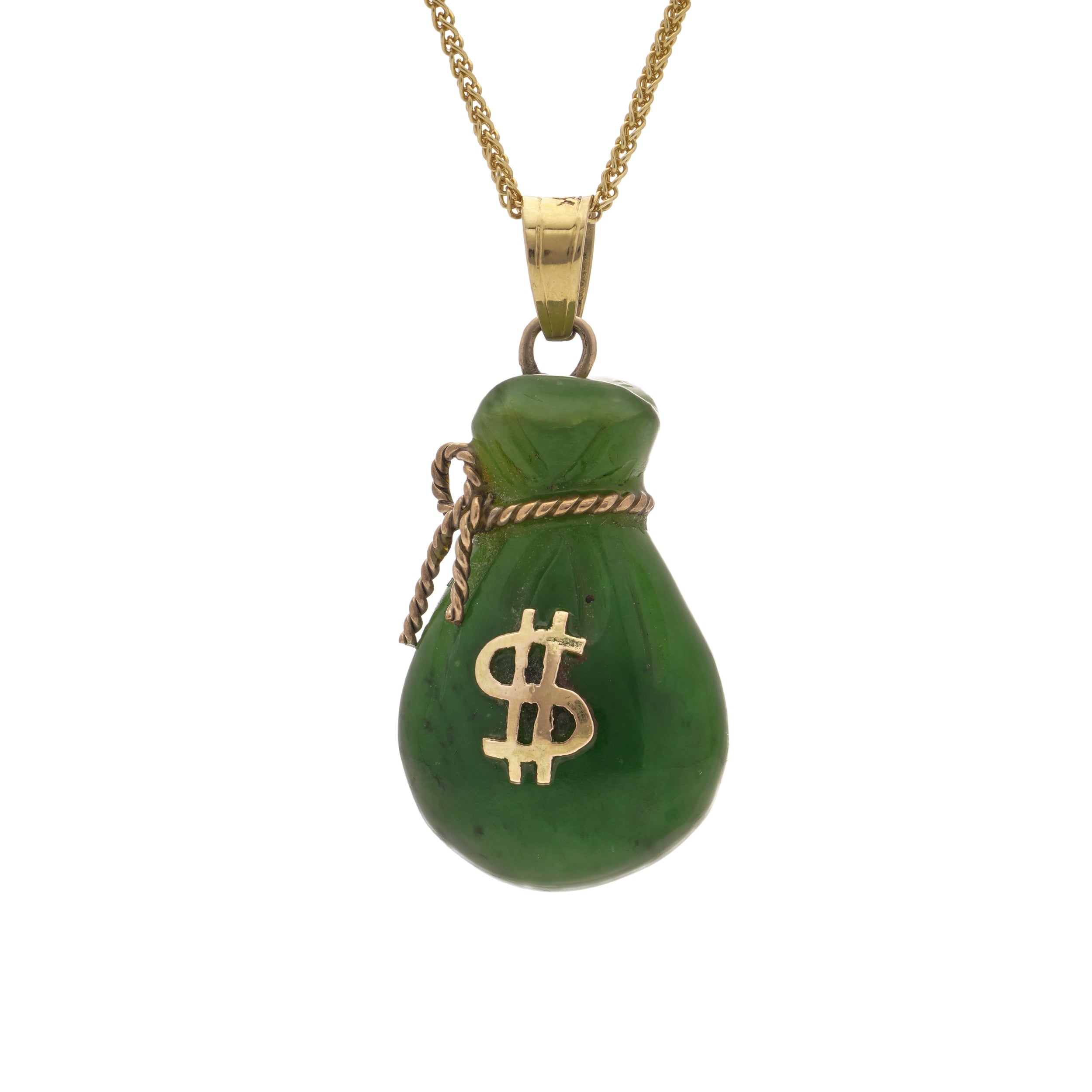 Jade & Gold Moneybag Pendant - Wildsmith Jewellery