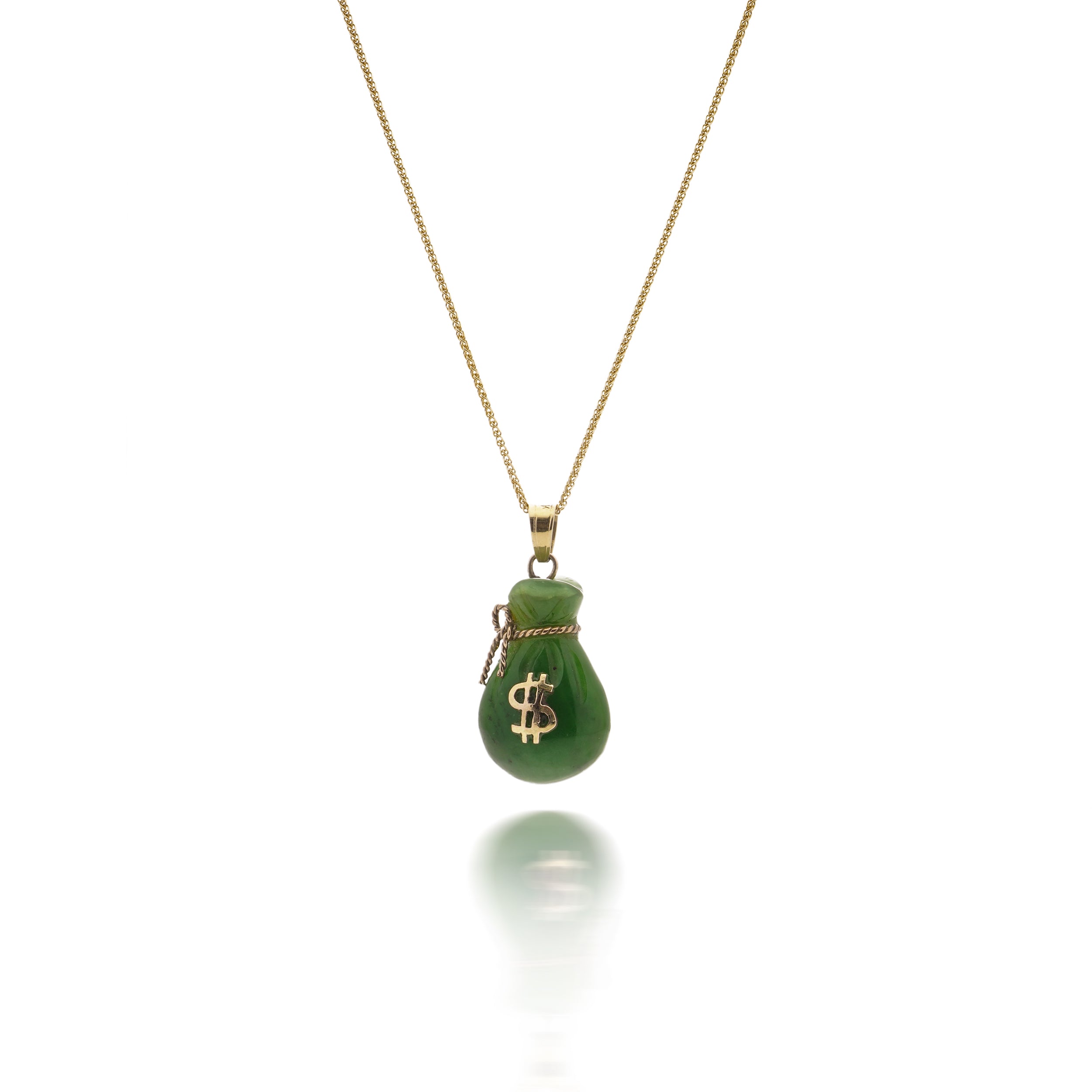 Jade & Gold Moneybag Pendant - Wildsmith Jewellery