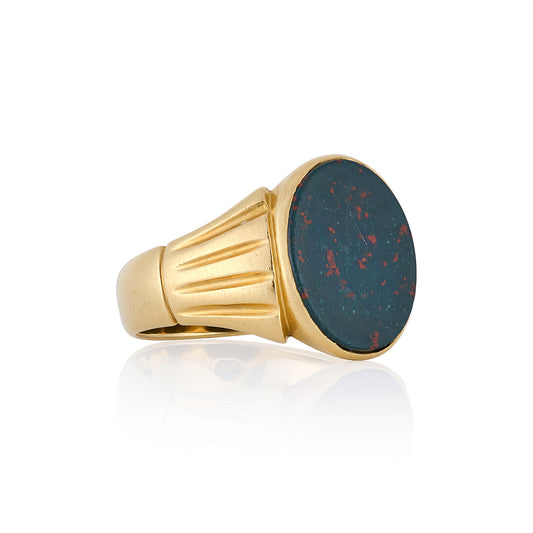 18ct Yellow Gold & Bloodstone Signet Ring by Charles Green - Wildsmith Jewellery