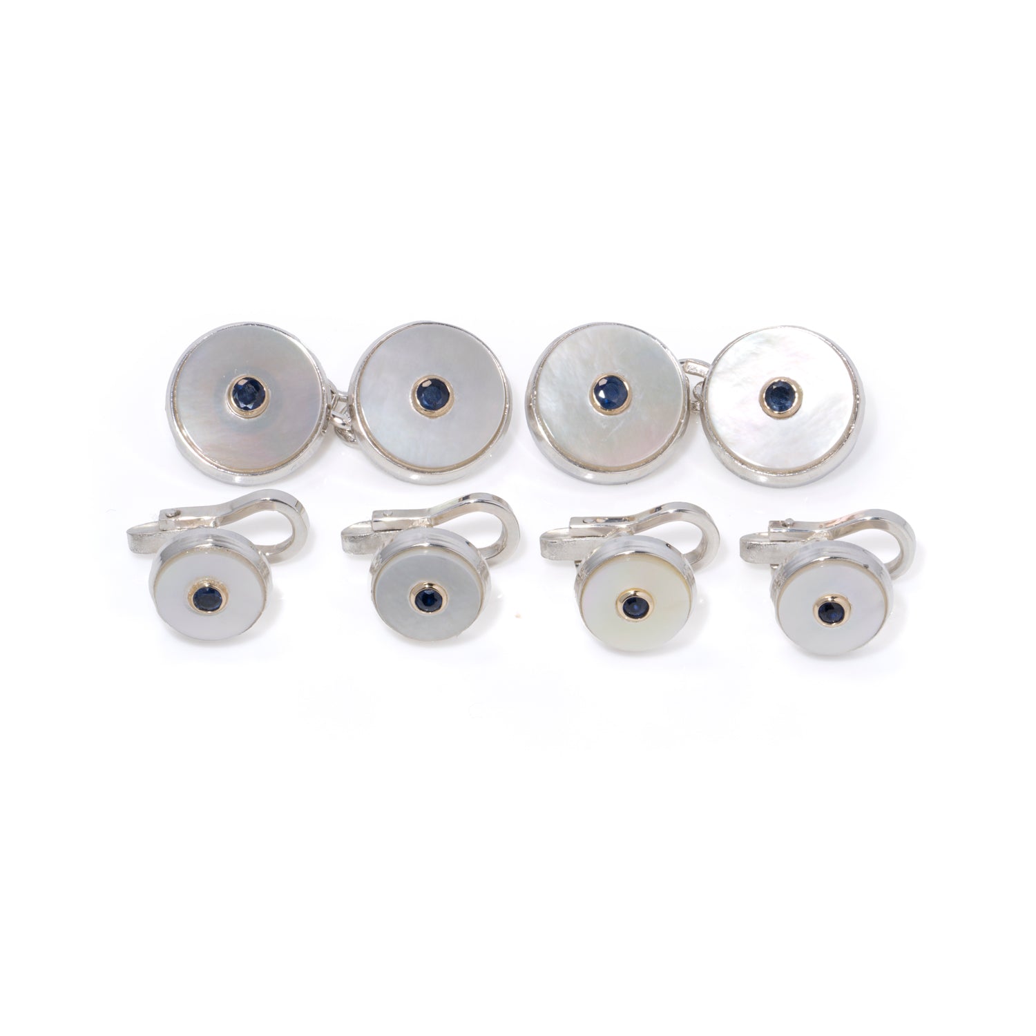 Sapphire & Mother of Pearl Round Dress Set - Wildsmith Jewellery