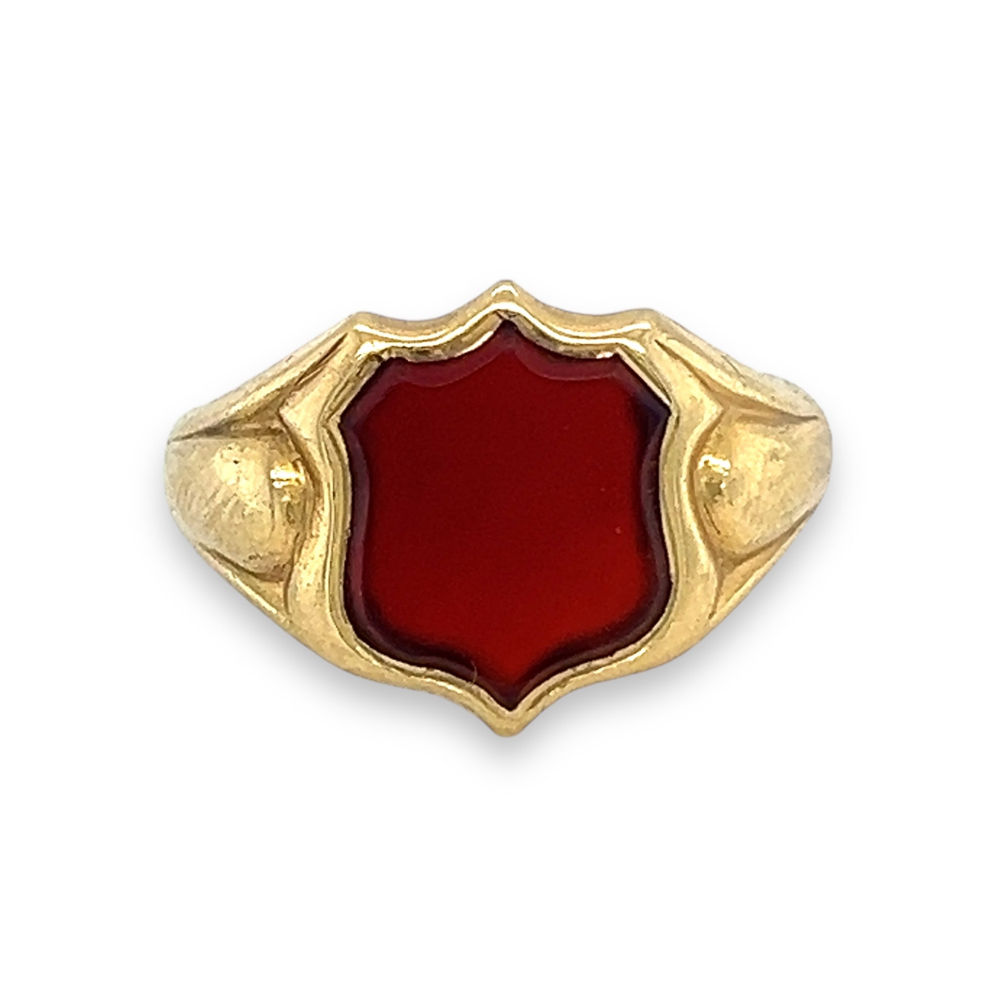 18ct Gold & Carnelian Shield Shape Signet Ring - Wildsmith Jewellery