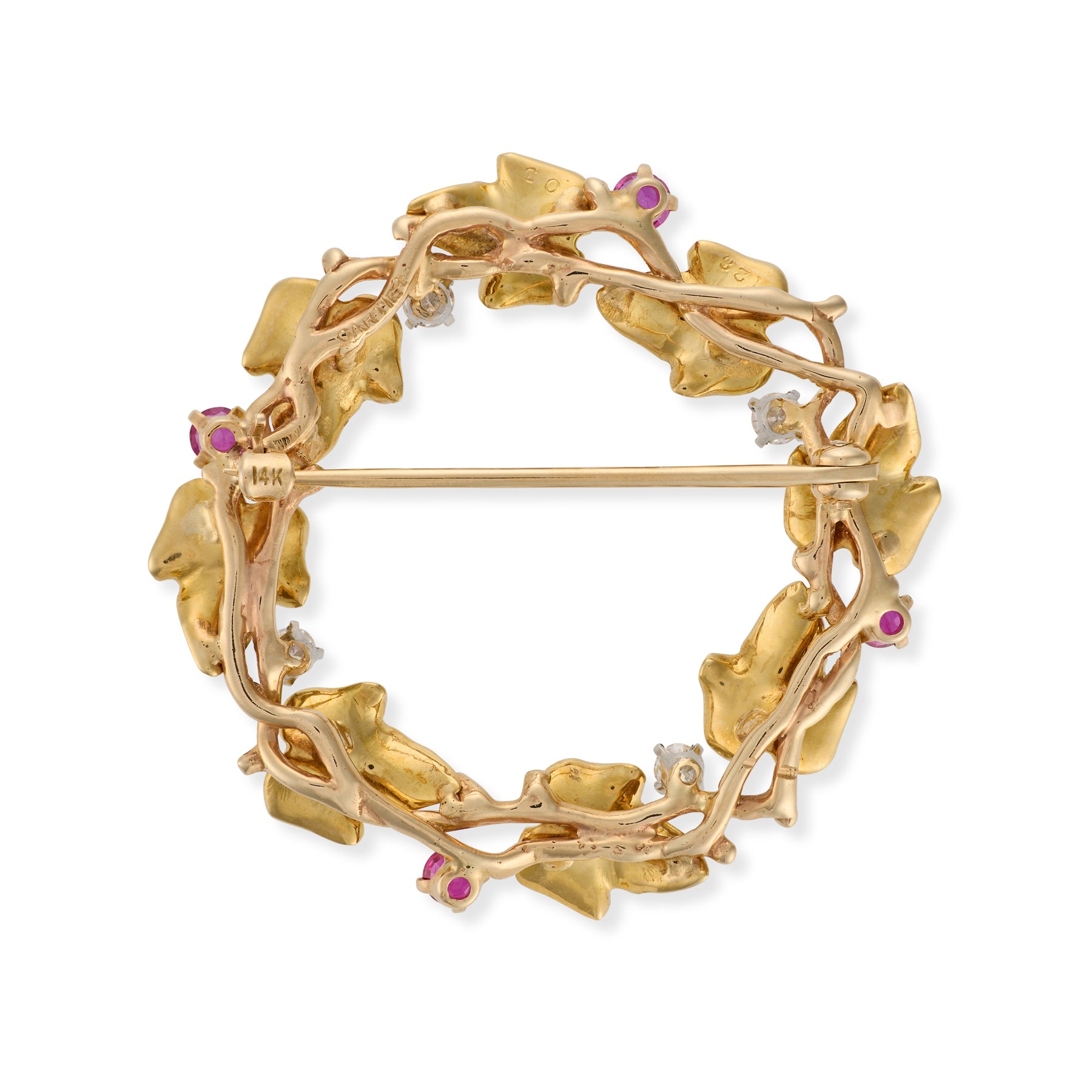 Vintage Cartier Ruby & Diamond Wreath Brooch