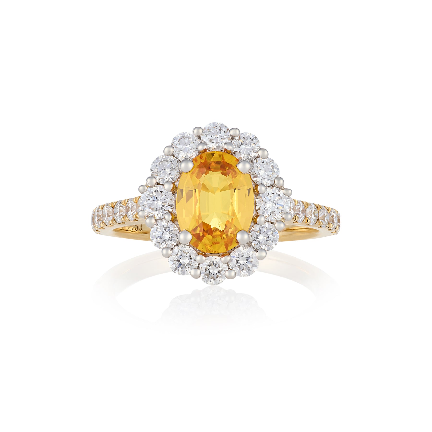 Golden Sapphire & Diamond Cluster Ring - Wildsmith Jewellery