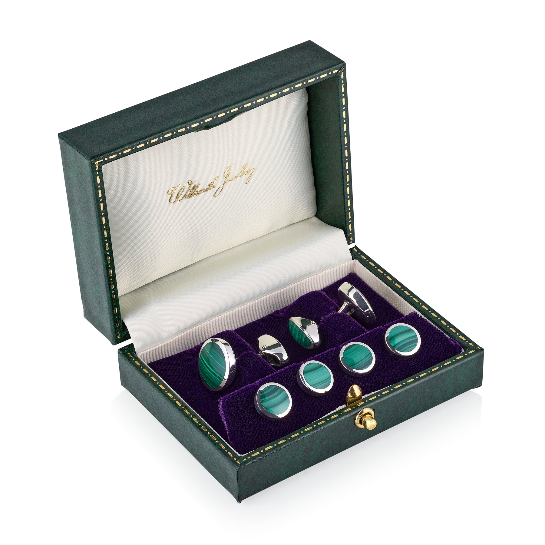 Malachite & Sterling Silver Dress Set
