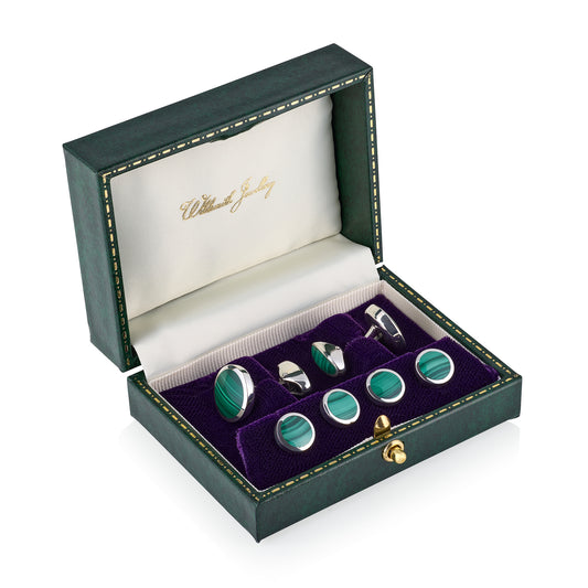 Malachite & Sterling Silver Dress Set