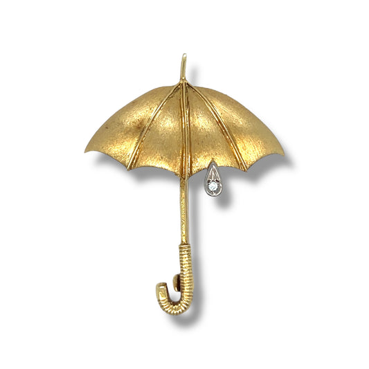 Vintage Gold & Diamond Umbrella Brooch - Wildsmith Jewellery
