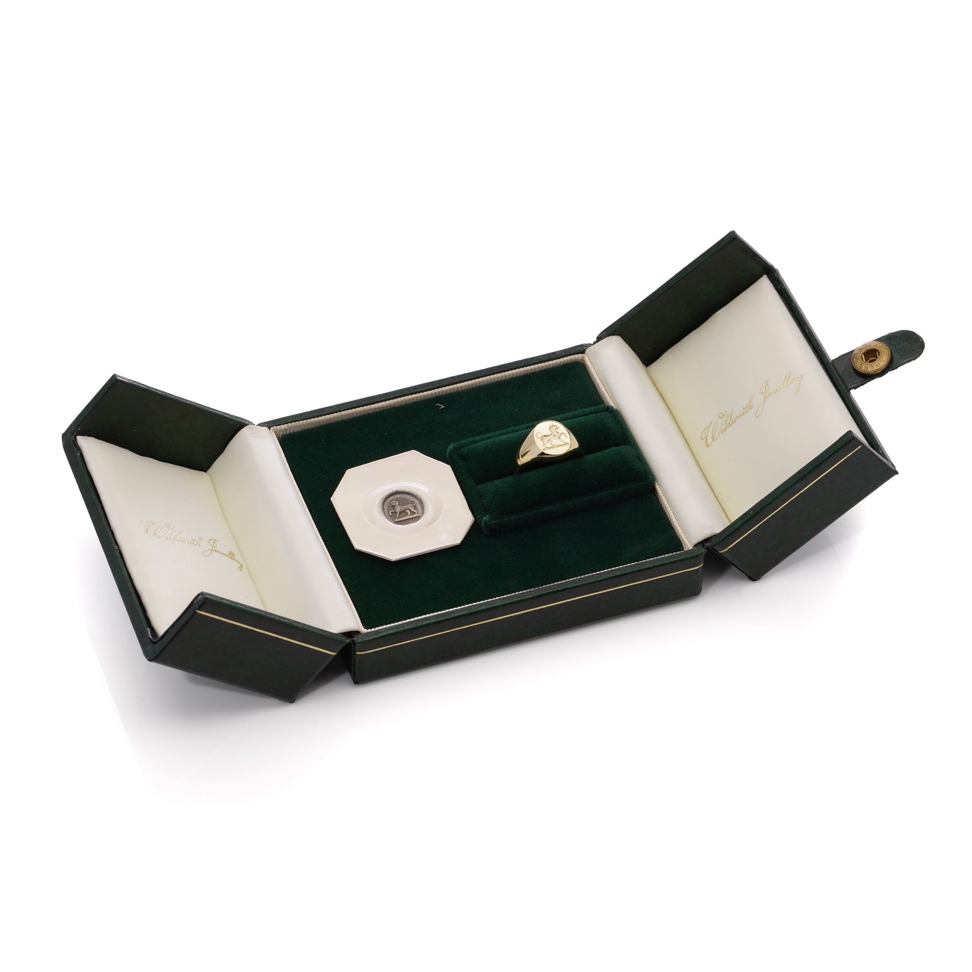 Heavy 9ct Gold & Bloodstone Vintage Signet ring, 1970 by Deakin & Francis - Wildsmith Jewellery