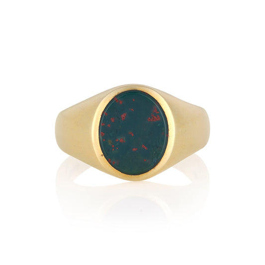 12 x 10mm Bloodstone Oxford Oval Signet Ring - Wildsmith Jewellery