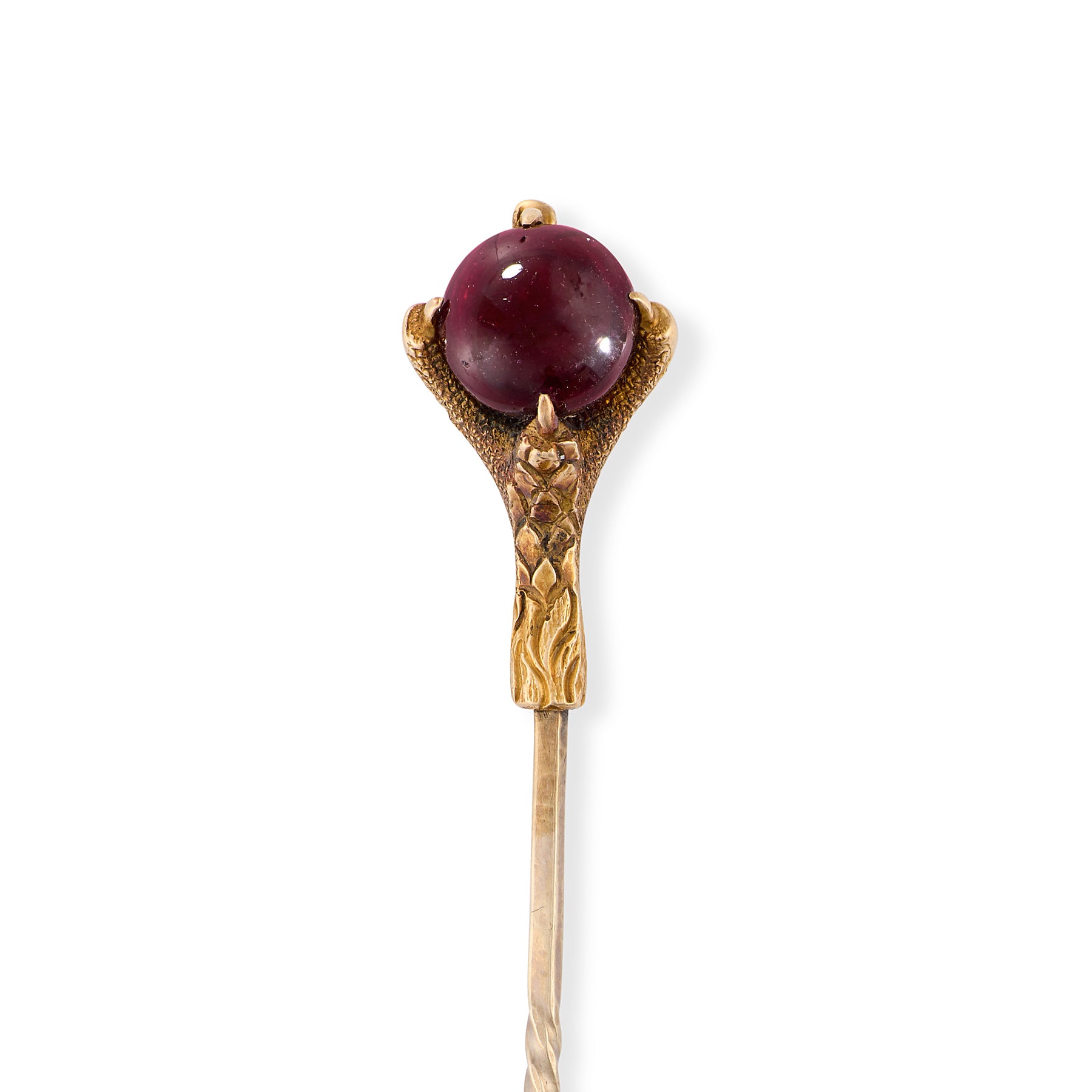 Antique Garnet & Gold Eagles Claw Stickpin
