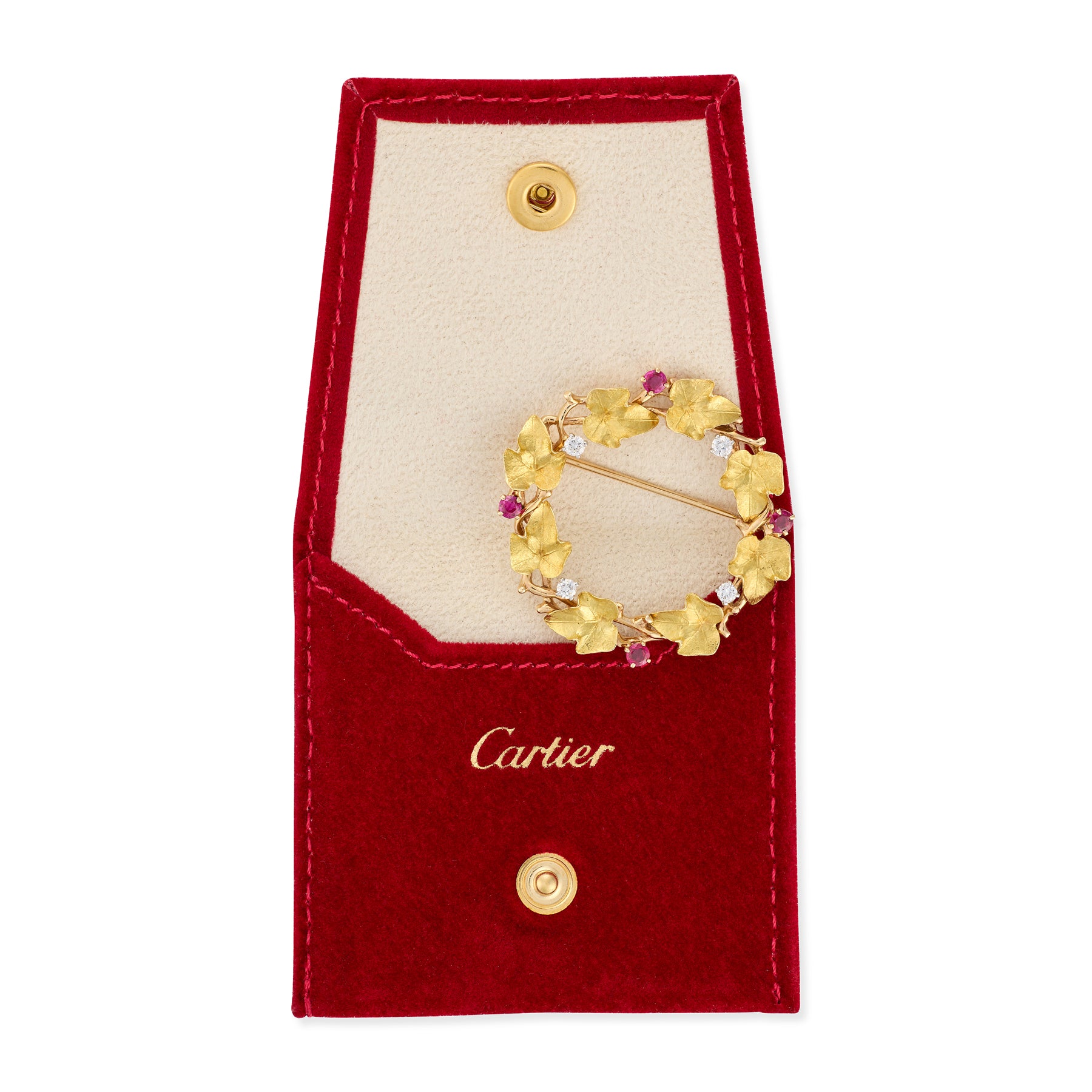 Vintage Cartier Ruby & Diamond Wreath Brooch