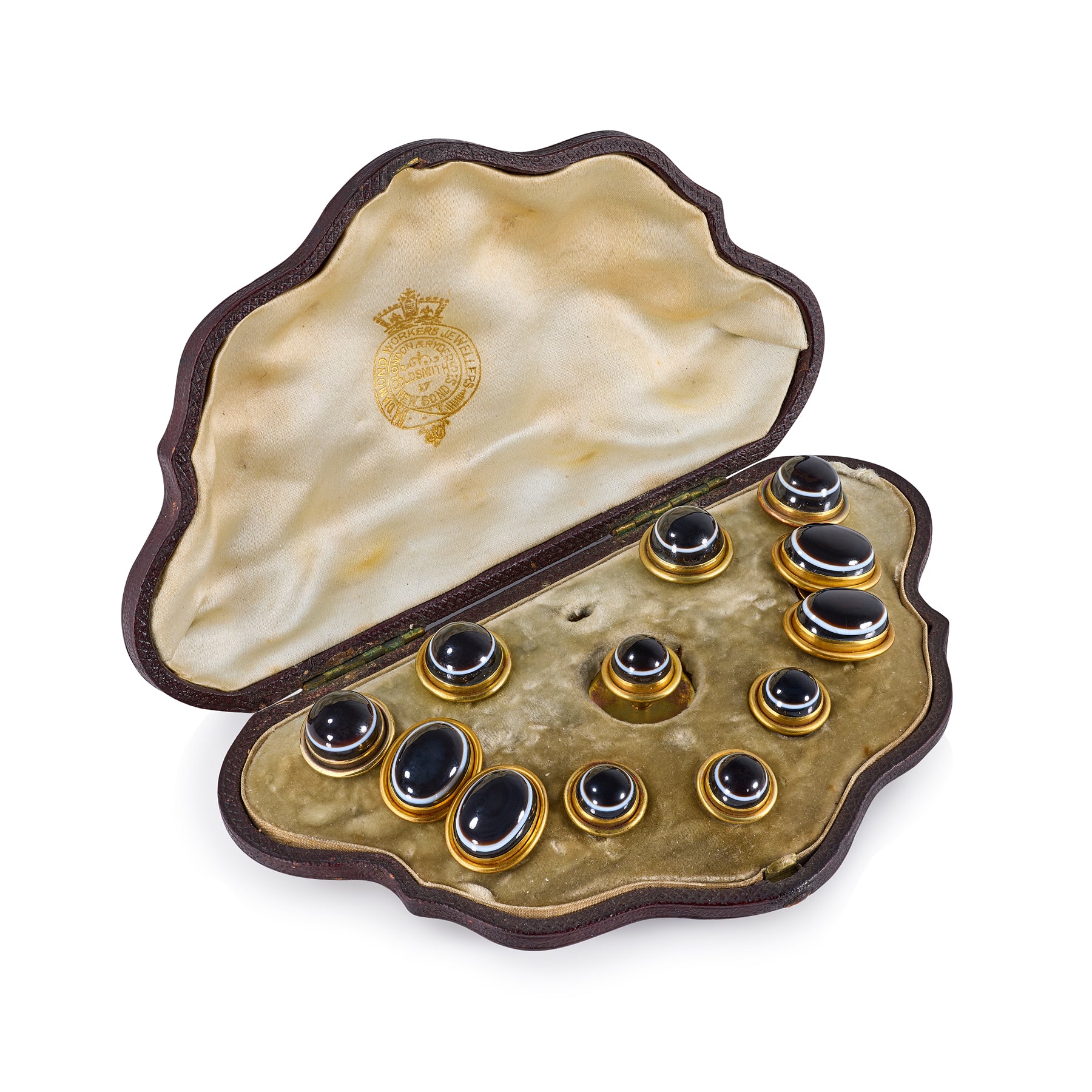Antique 18ct Bullseye Agate Dress Set