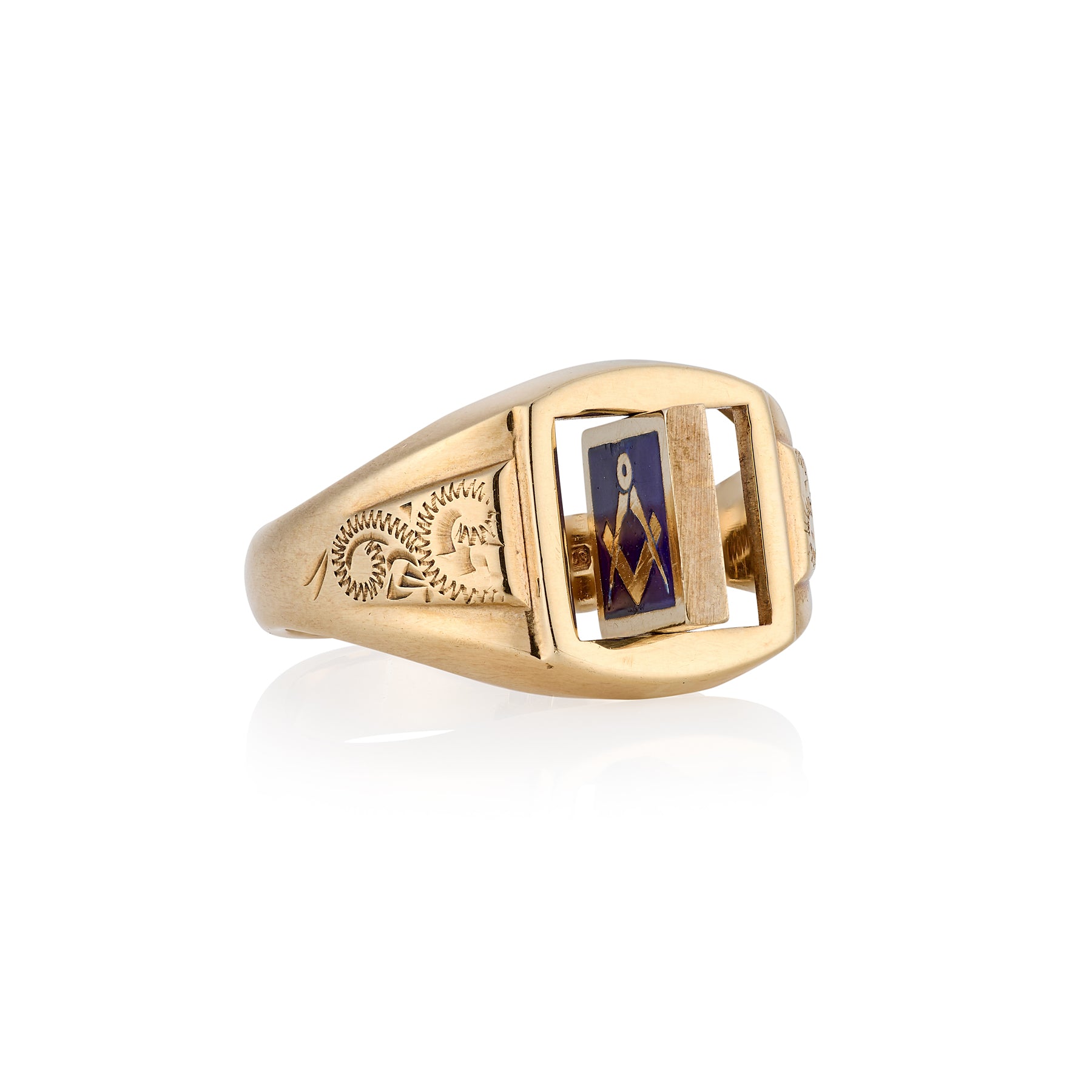 Masonic Square & Compass Swivel Signet Ring
