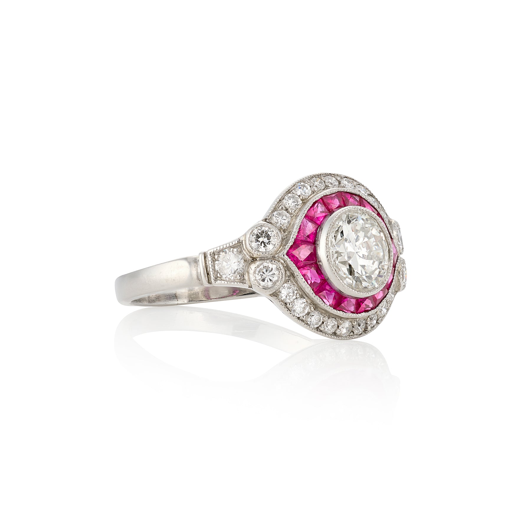 Ruby & Diamond Target Cluster Ring