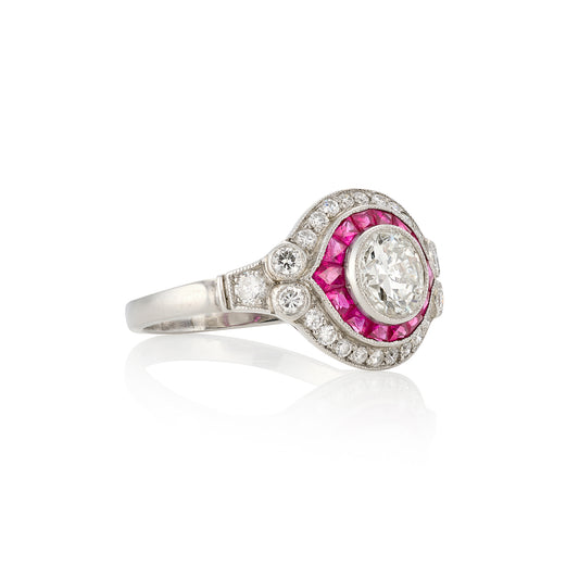 Ruby & Diamond Target Cluster Ring - Wildsmith Jewellery