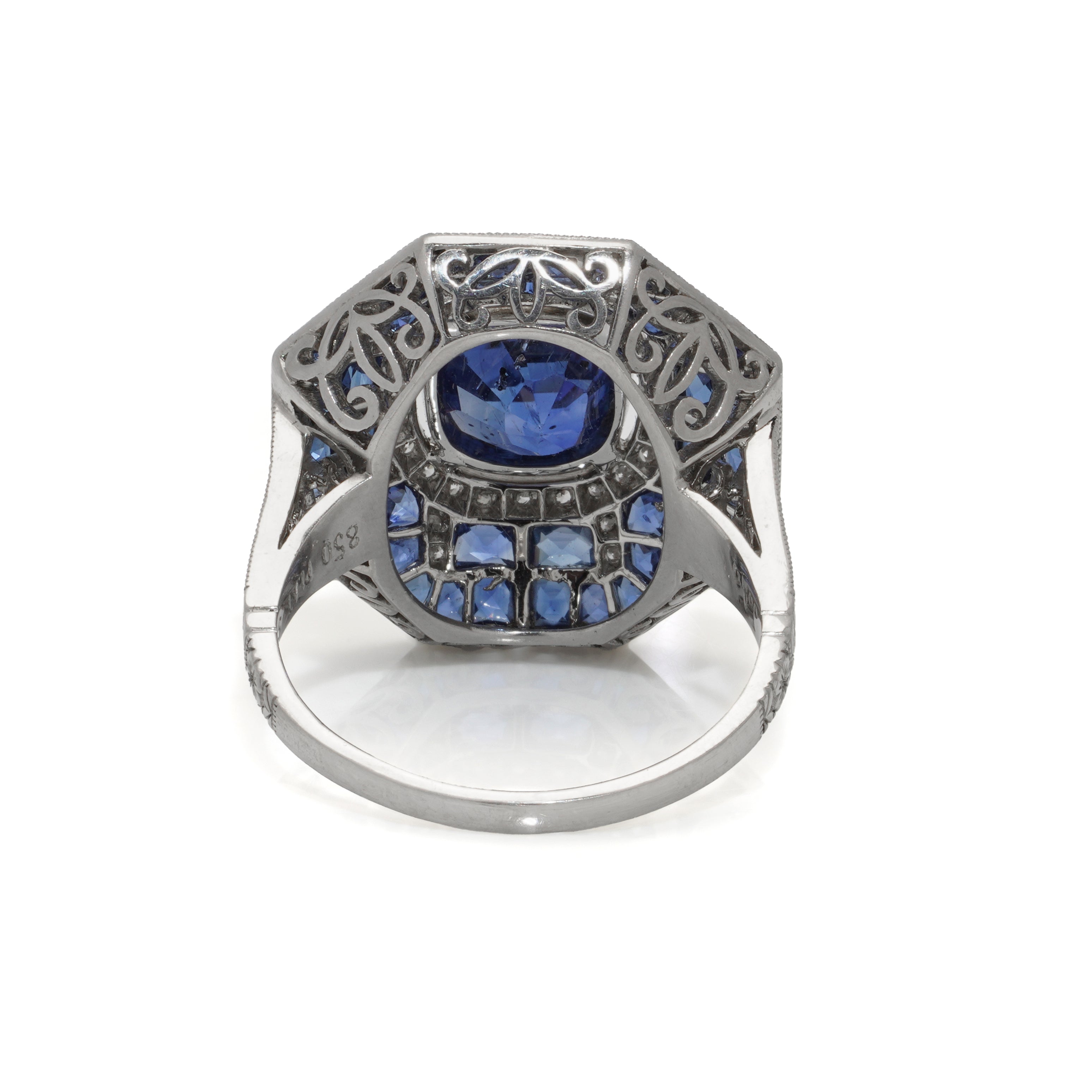 Art Deco Style Sapphire & Diamond Ring - Wildsmith Jewellery