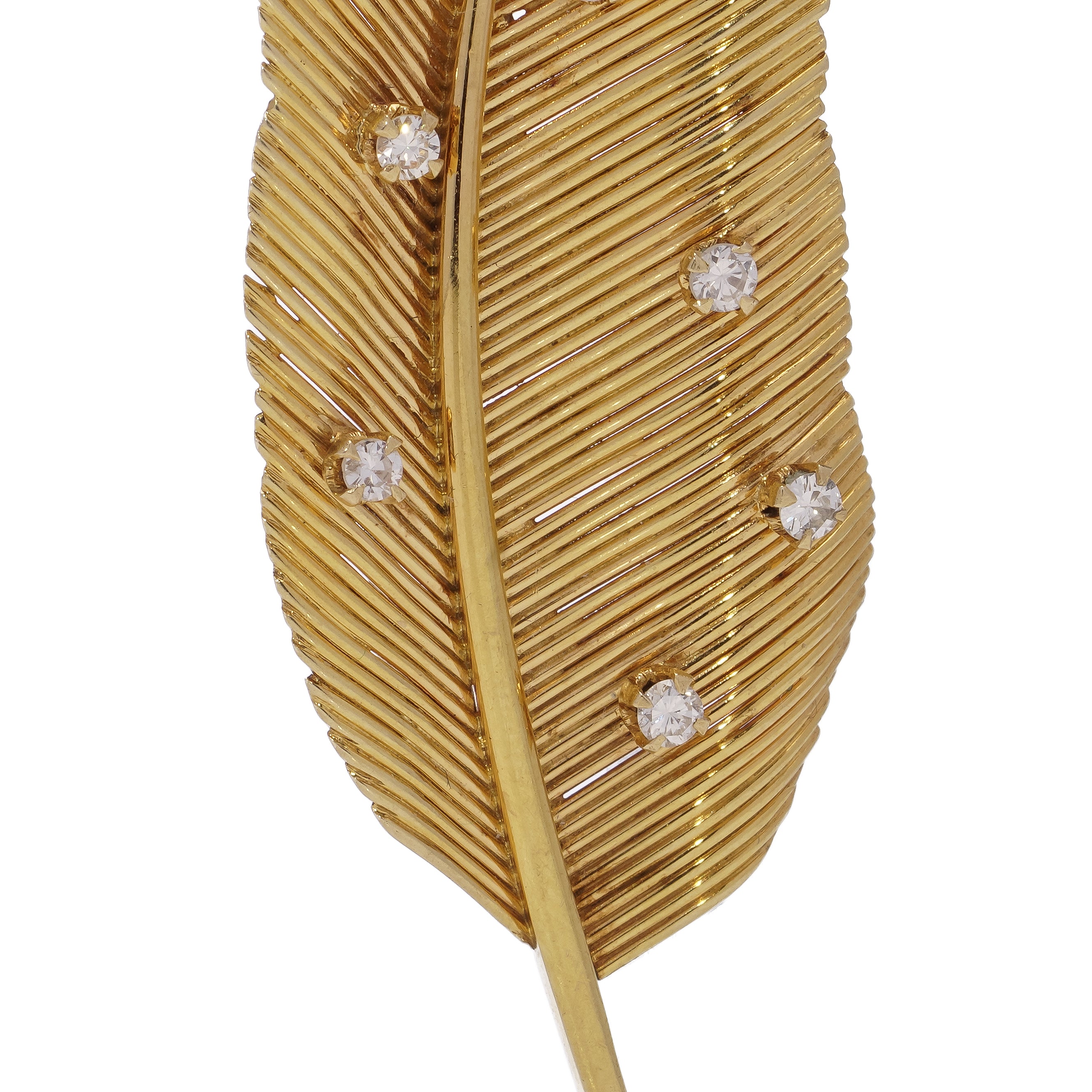 Gold and Diamond Feather Brooch - Wildsmith Jewellery
