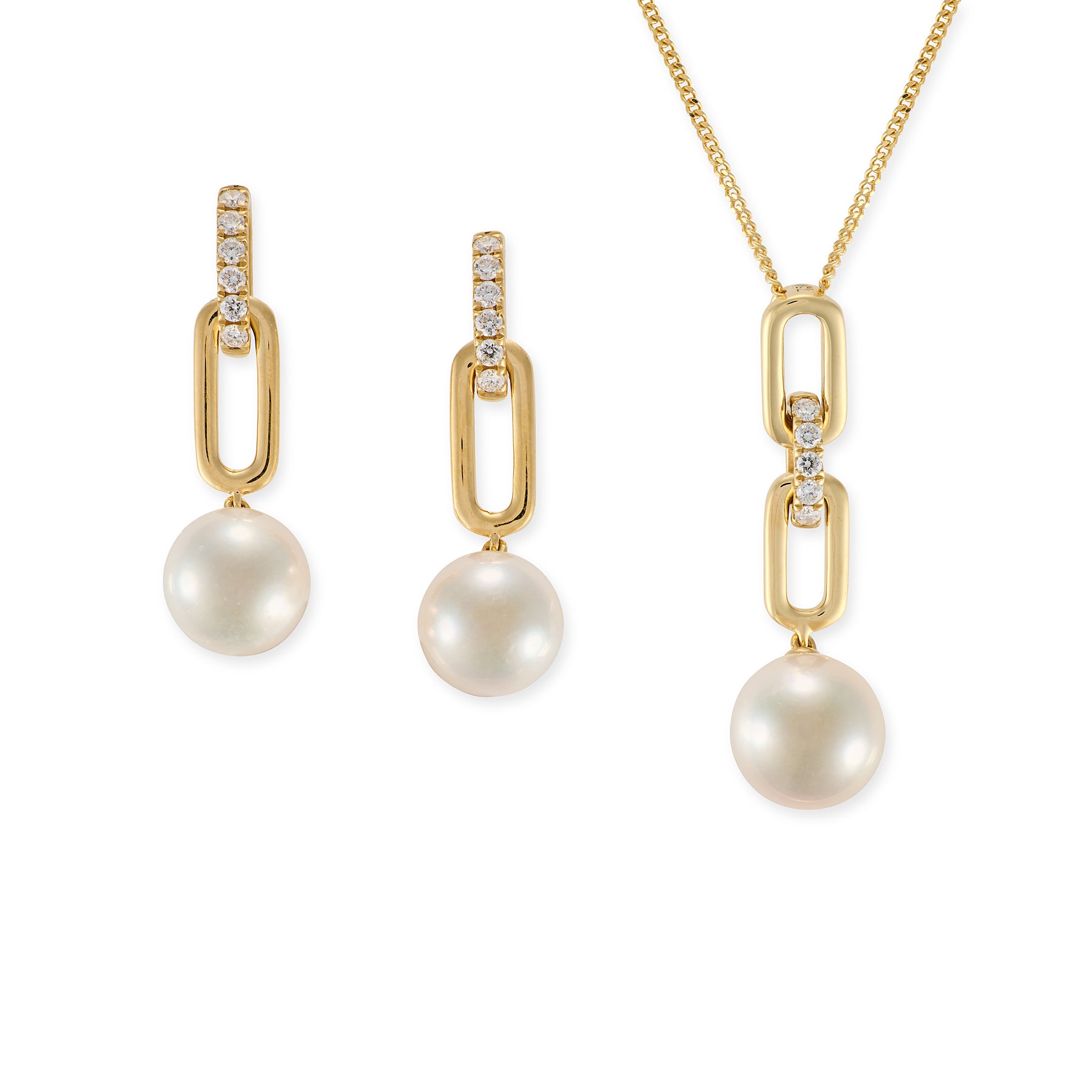 18ct Gold Akoya Pearl & Diamond Pendant