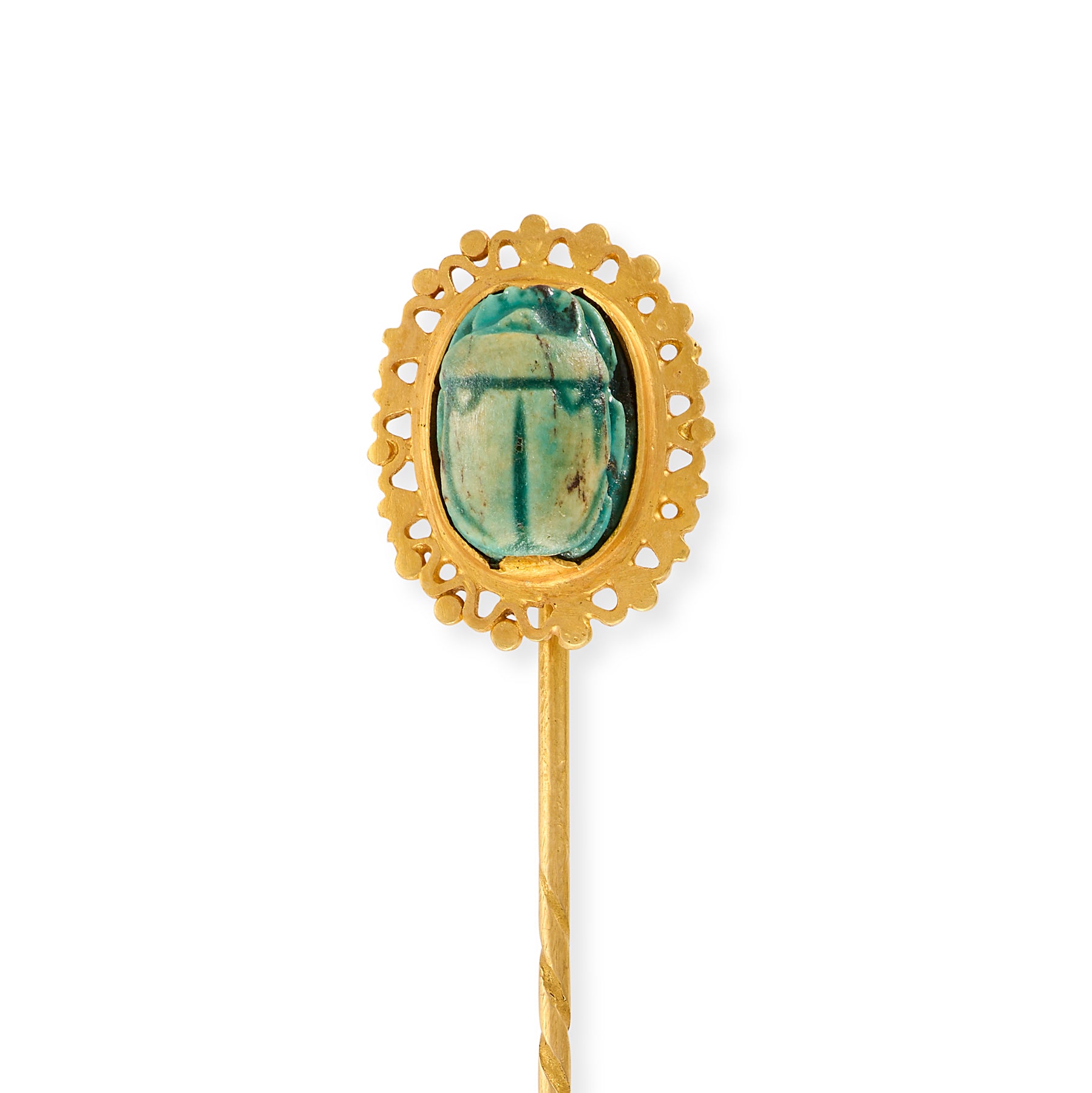 Victorian Egyptian Revival Turquoise Scarab Stickpin