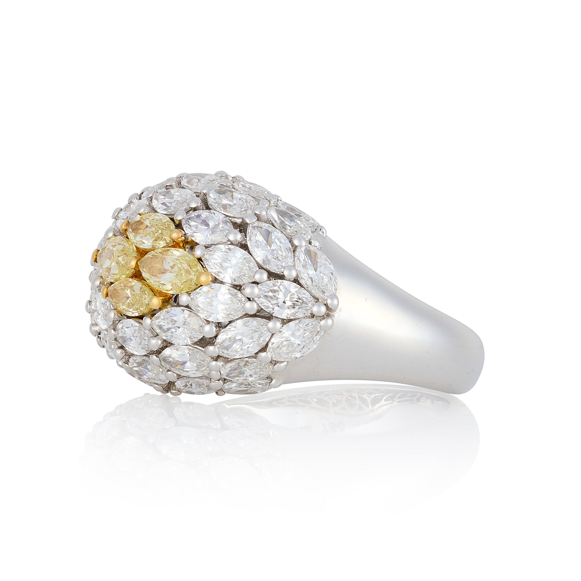 4 Carat Fancy Marquis Yellow Diamond Cluster Ring - Wildsmith Jewellery