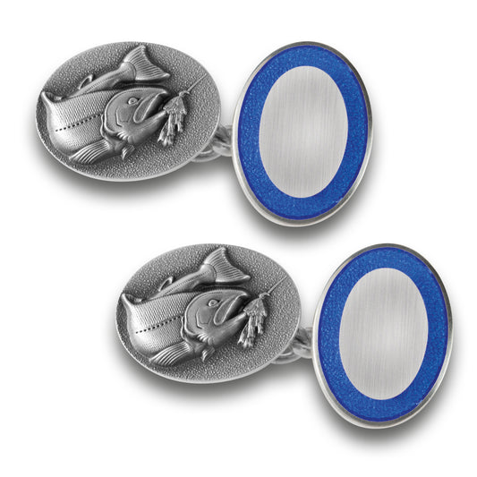 Sterling Silvering Fishing Cufflinks