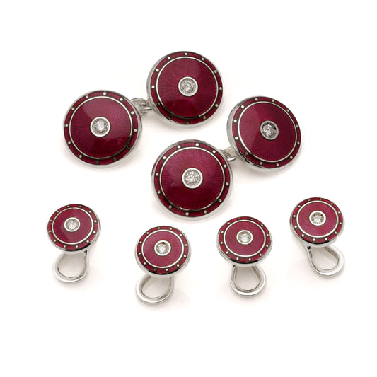 Diamond & Red Enamel Dress Set - Wildsmith Jewellery