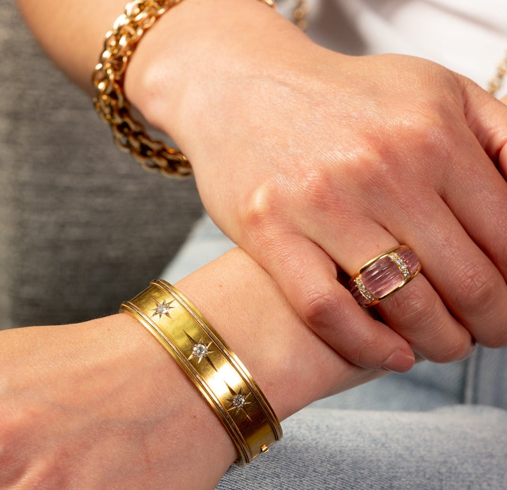 1970's Van Cleef & Arpels Rose Quartz & Diamond Ring - Wildsmith Jewellery