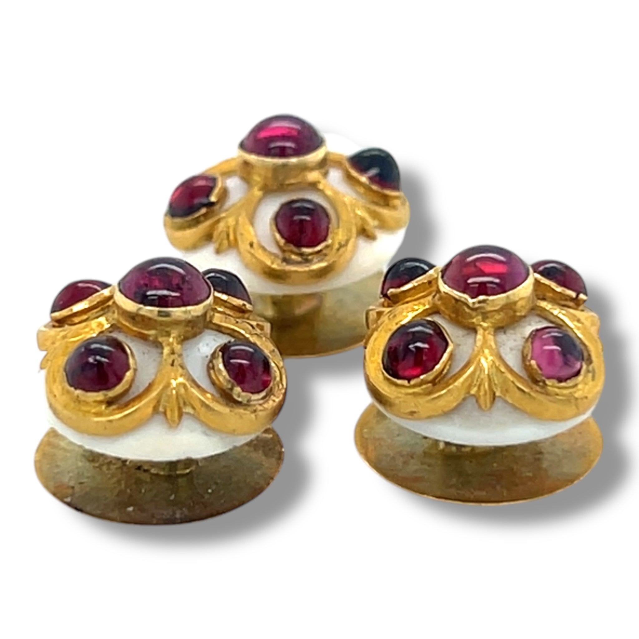 Victorian Enamel and Garnet Shirt Studs - Wildsmith Jewellery