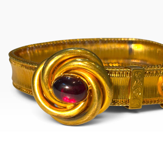 Victorian 15ct Gold & Garnet Slider Bracelet