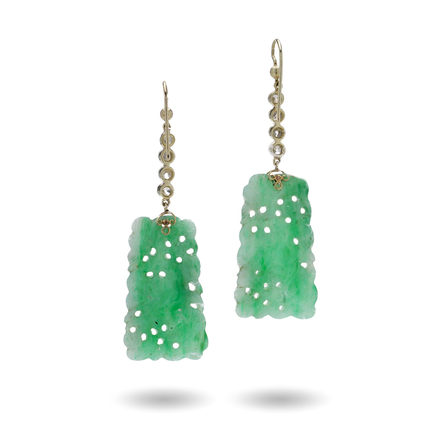Art Deco Jade and Diamond Earrings - Wildsmith Jewellery