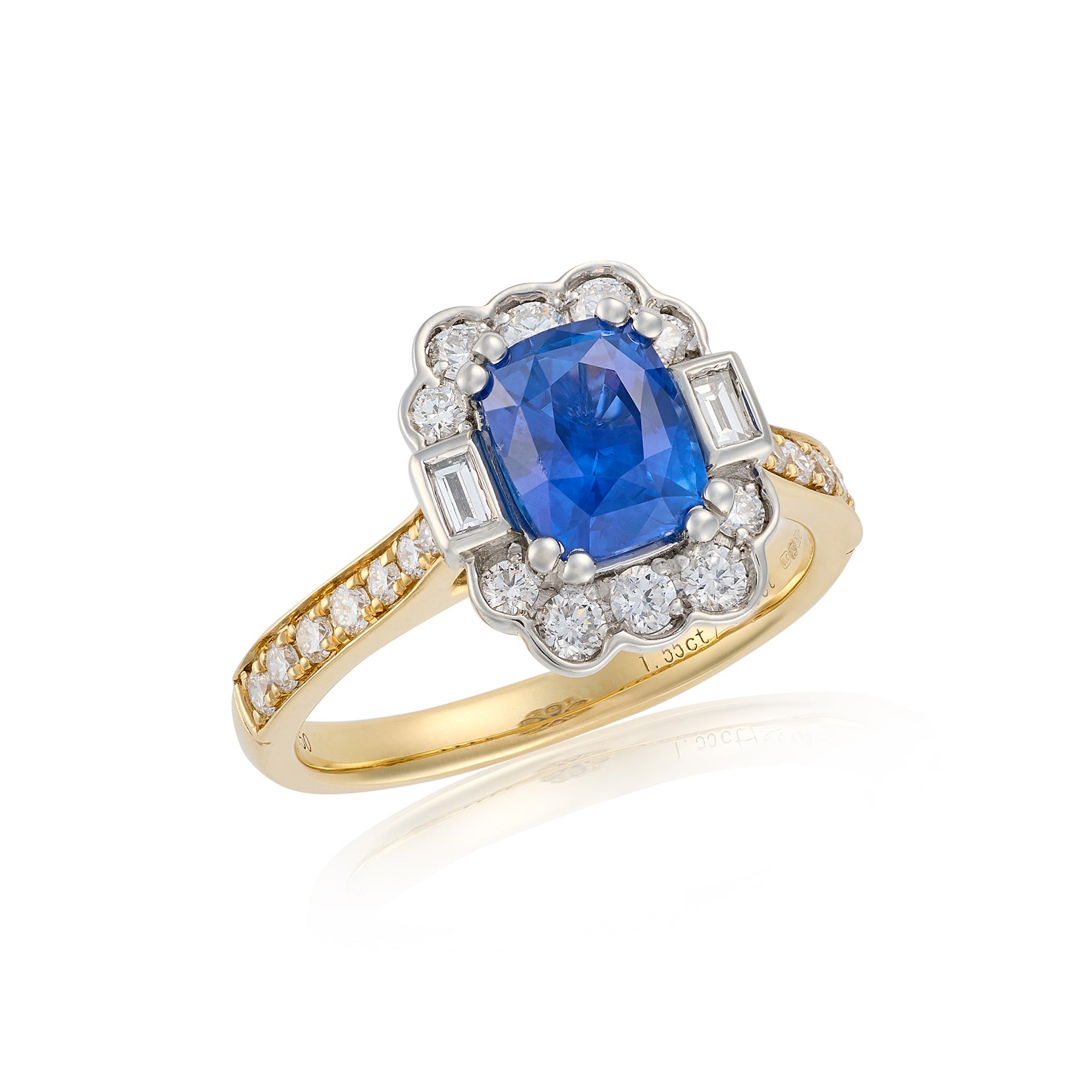 1.55ct Cushion Cut Sapphire & Diamond Ring - Wildsmith Jewellery