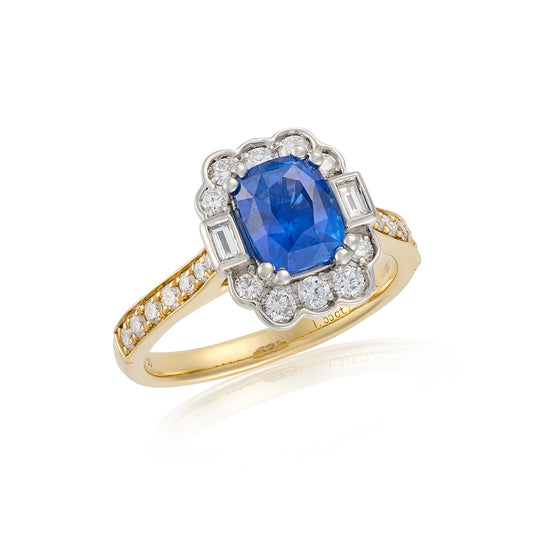 1.55ct Cushion Cut Sapphire & Diamond Ring - Wildsmith Jewellery