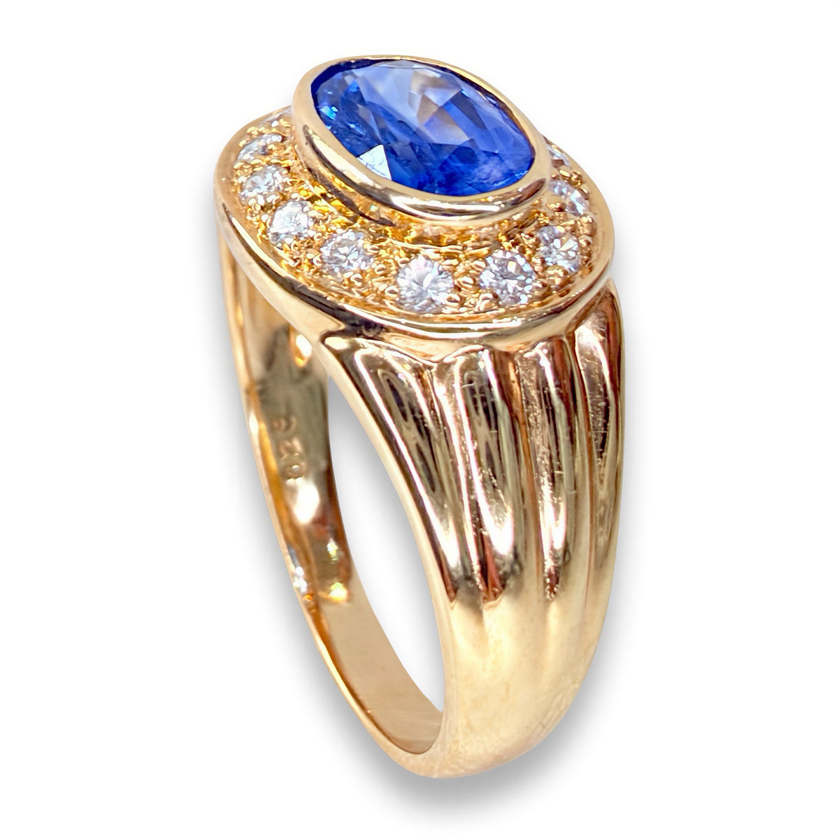 Vintage 18ct Gold Sapphire & Diamond Cluster Ring