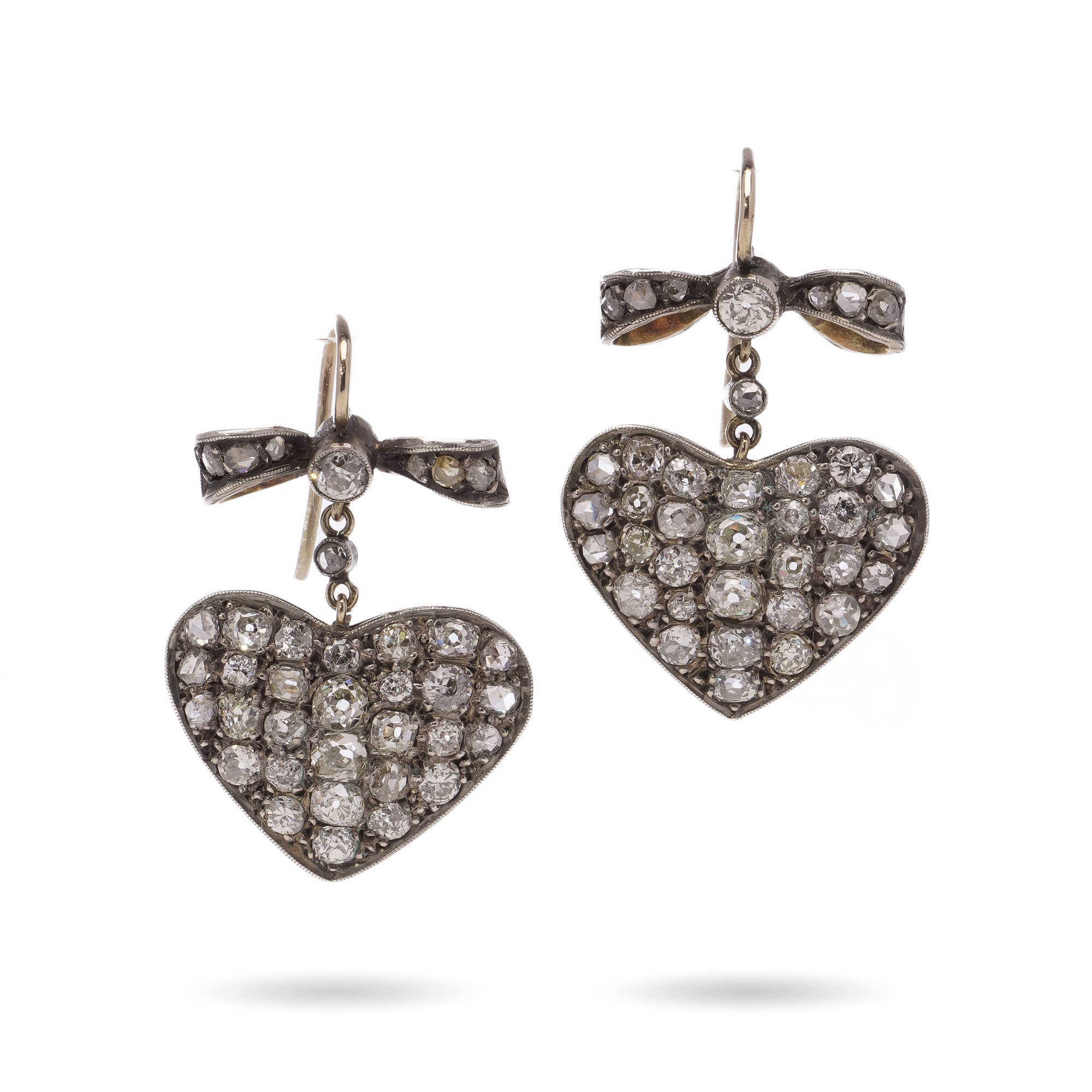 Antique Diamond Heart Earrings - Wildsmith Jewellery