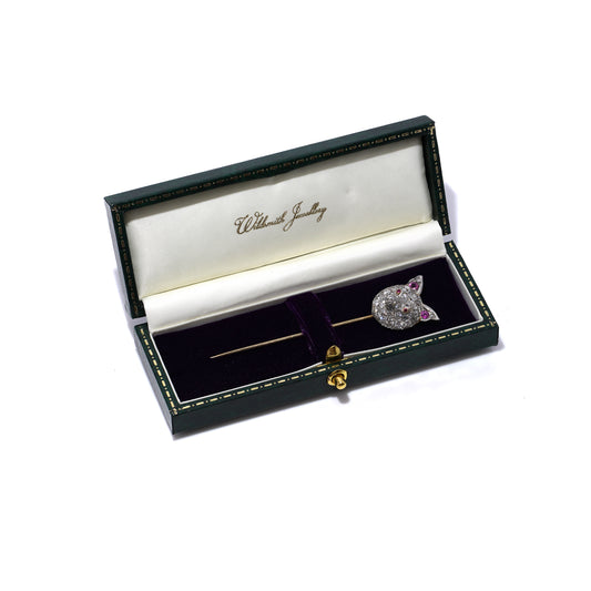 Sapphire & Diamond Fox Stickpin - Wildsmith Jewellery