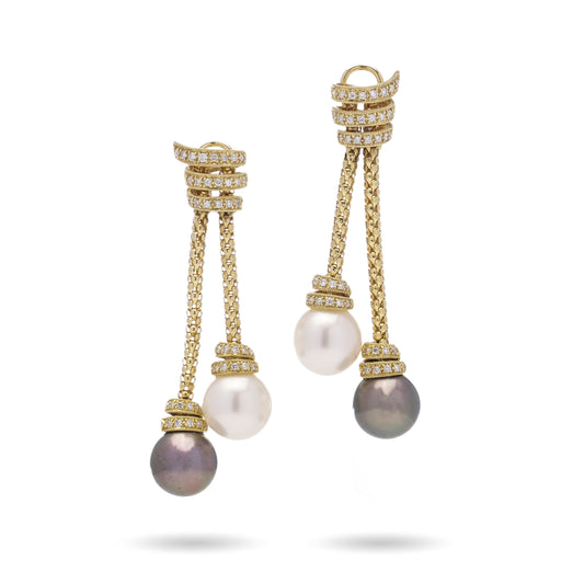 South Sea Pearl & Diamond Pendant Earrings - Wildsmith Jewellery