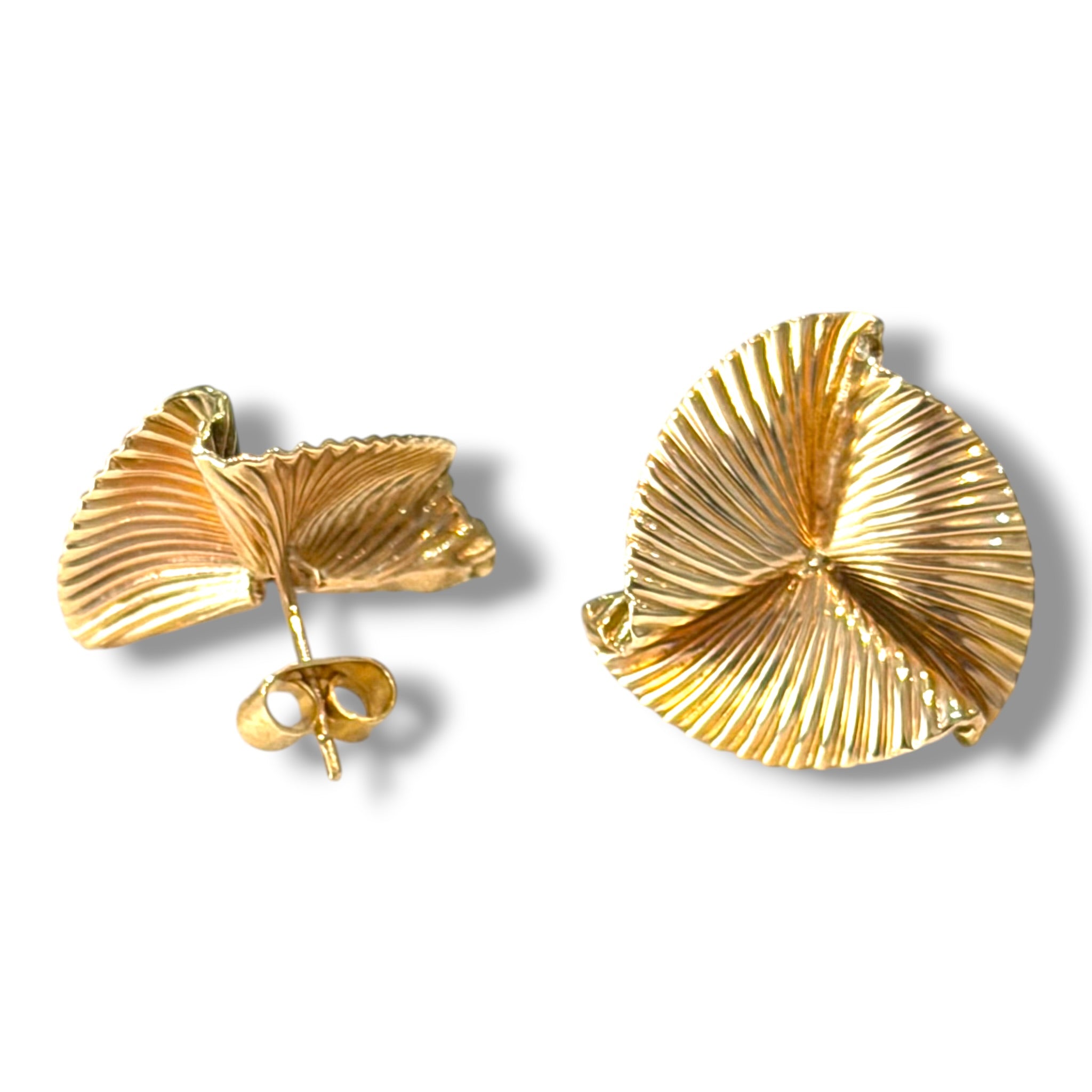 1950's Gold Fan Earrings - Wildsmith Jewellery