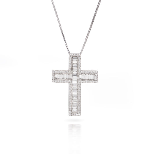 18ct White Gold Diamond Cross Pendant - Wildsmith Jewellery