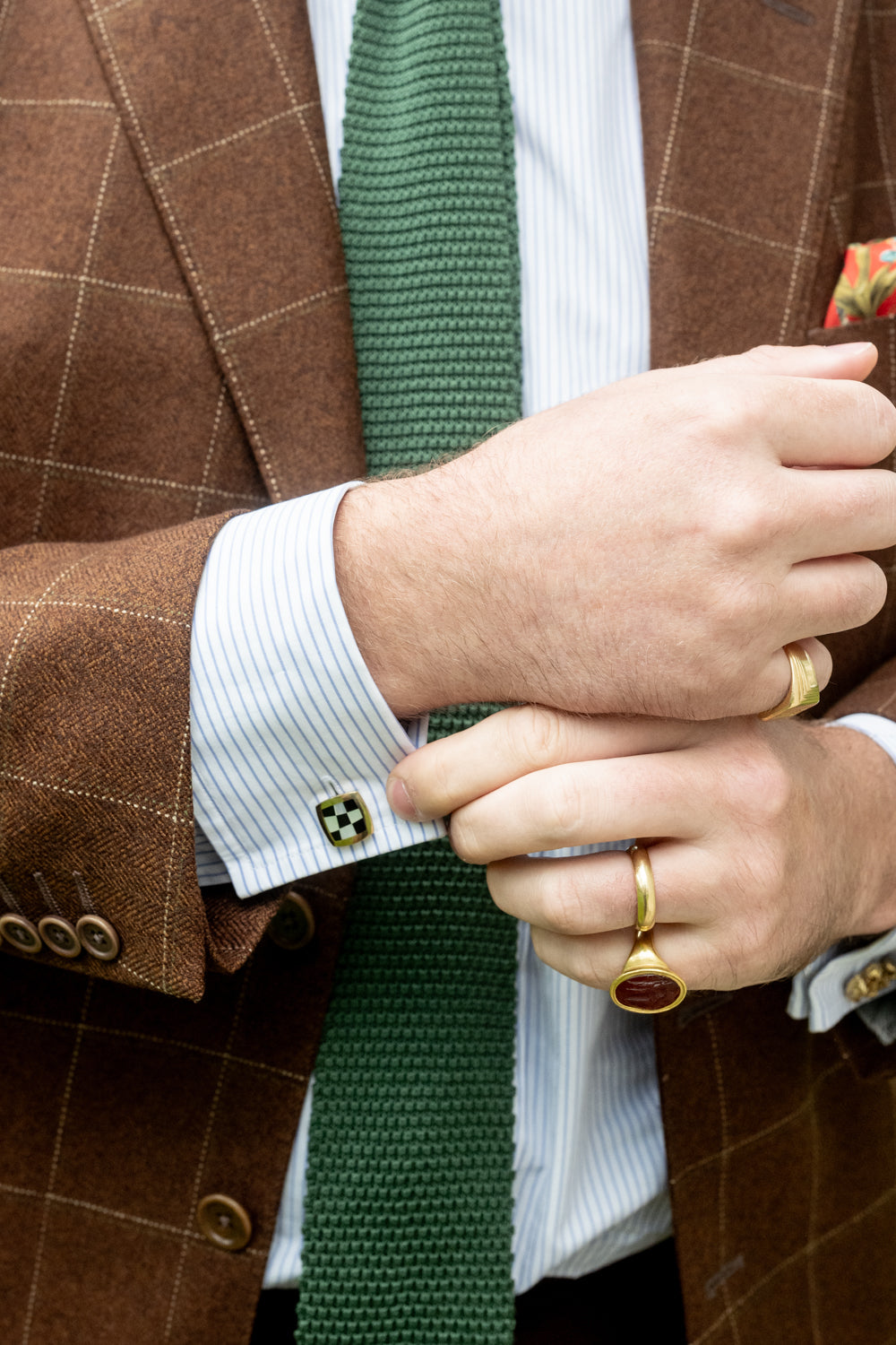 Onyx & Mother of Pearl Chequered Cufflinks - Wildsmith Jewellery