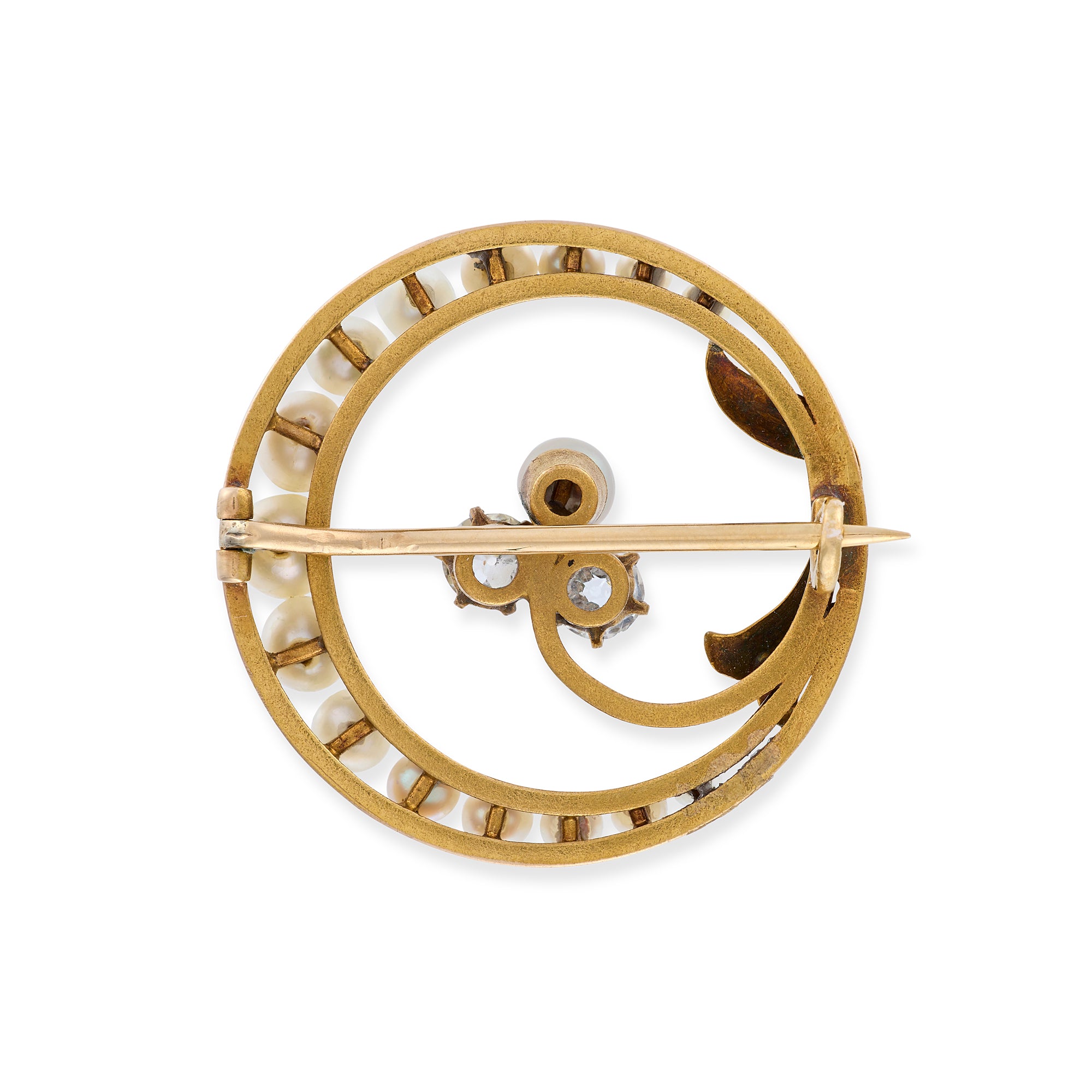 Art Nouveau Natural Pearl & Diamond Brooch - Wildsmith Jewellery