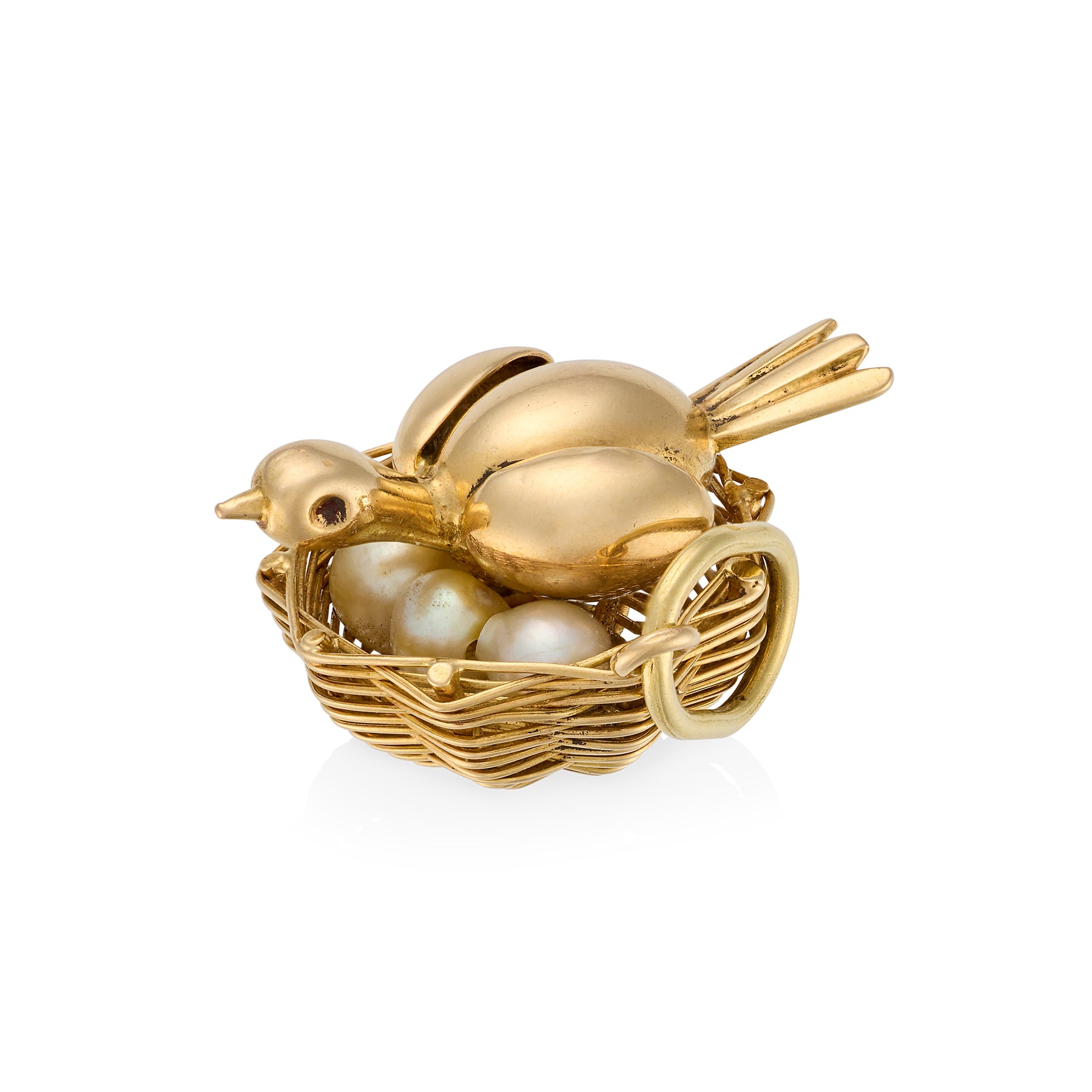 Victorian Mother Bird in Nest Charm
