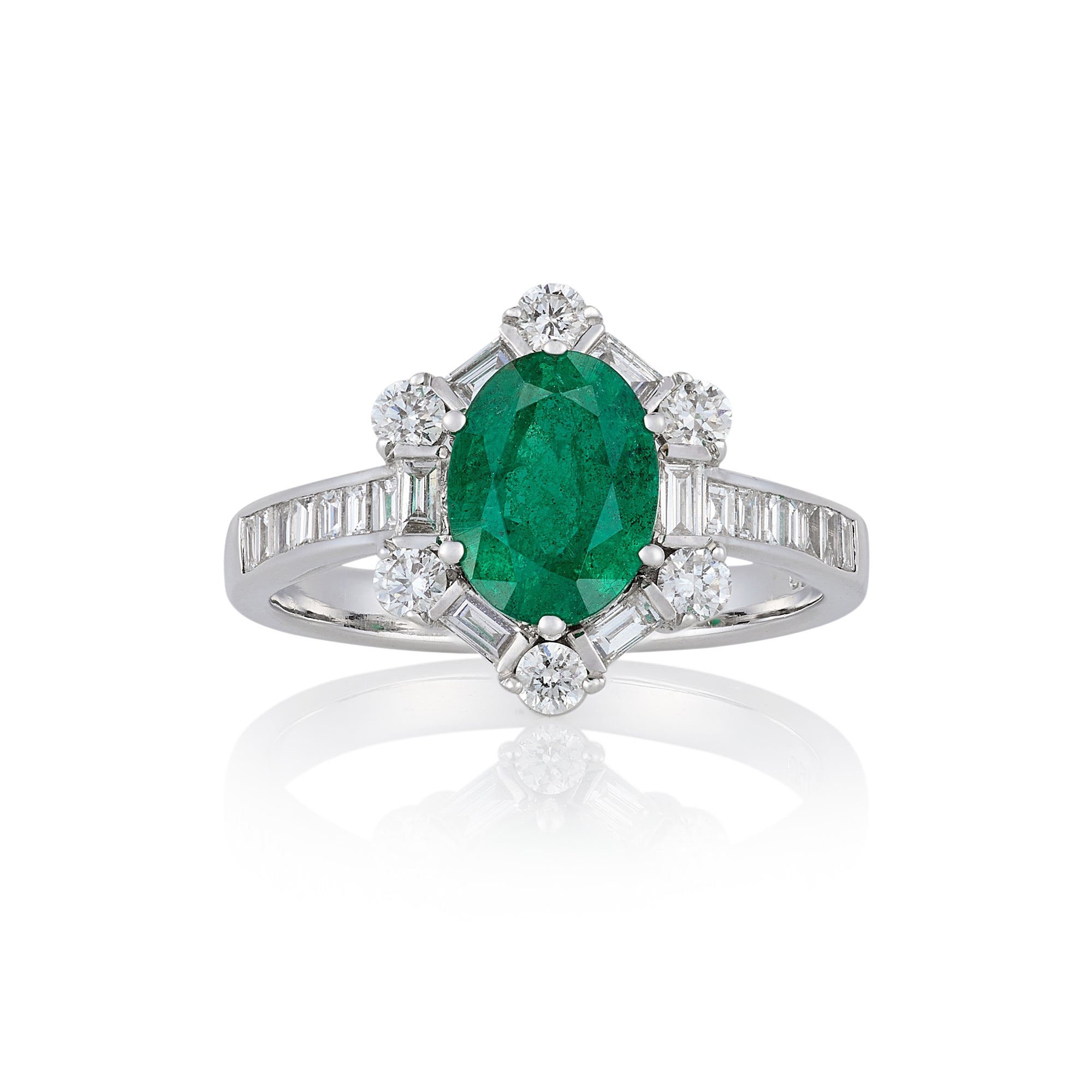 Emerald & Diamond Cluster Ring - Wildsmith Jewellery