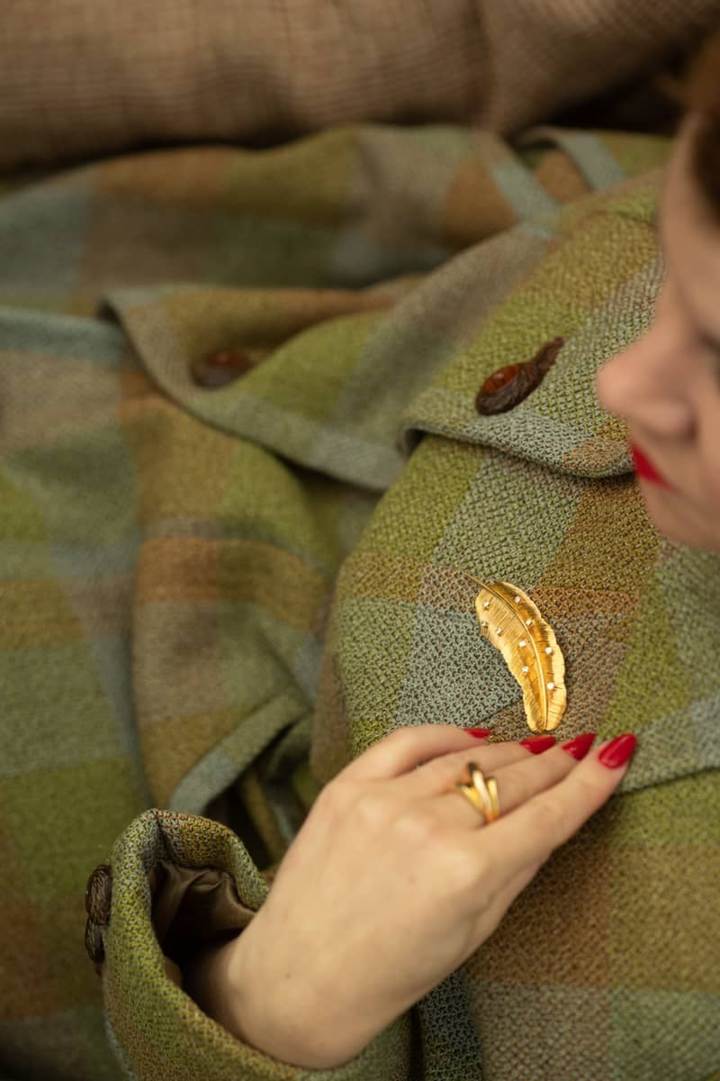 Gold and Diamond Feather Brooch - Wildsmith Jewellery