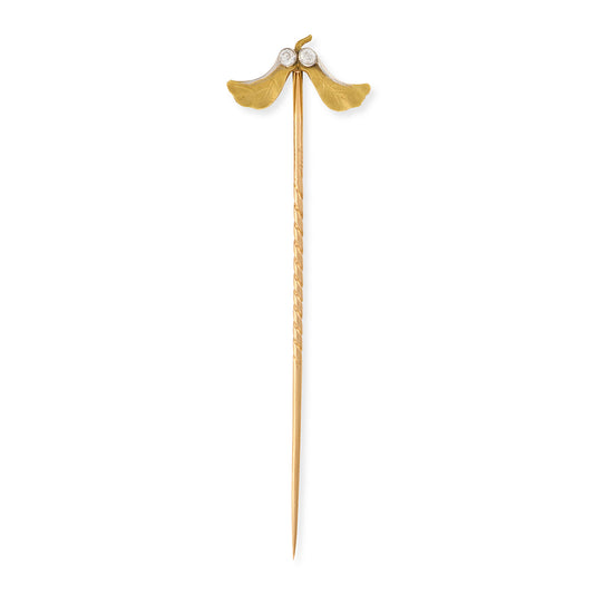 Art Nouveau Gold & Diamond Sycamore Stickpin