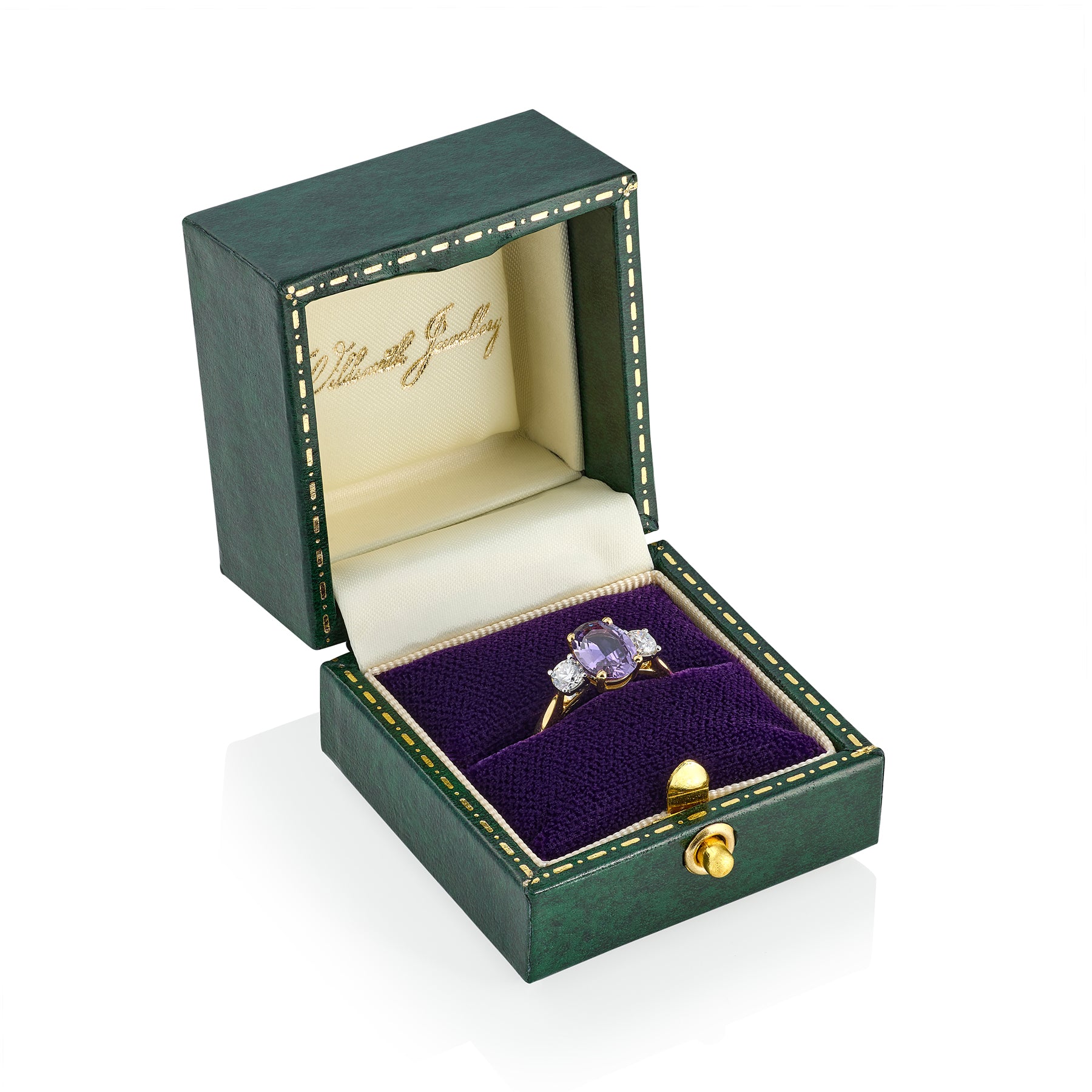 Purple Sapphire & Diamond Three Stone Ring - Wildsmith Jewellery