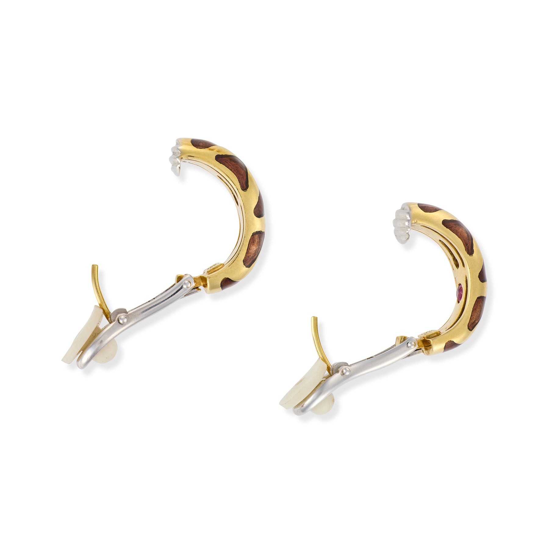 Gold & Enamel 'Giraffe' Earrings by Roberto Coin