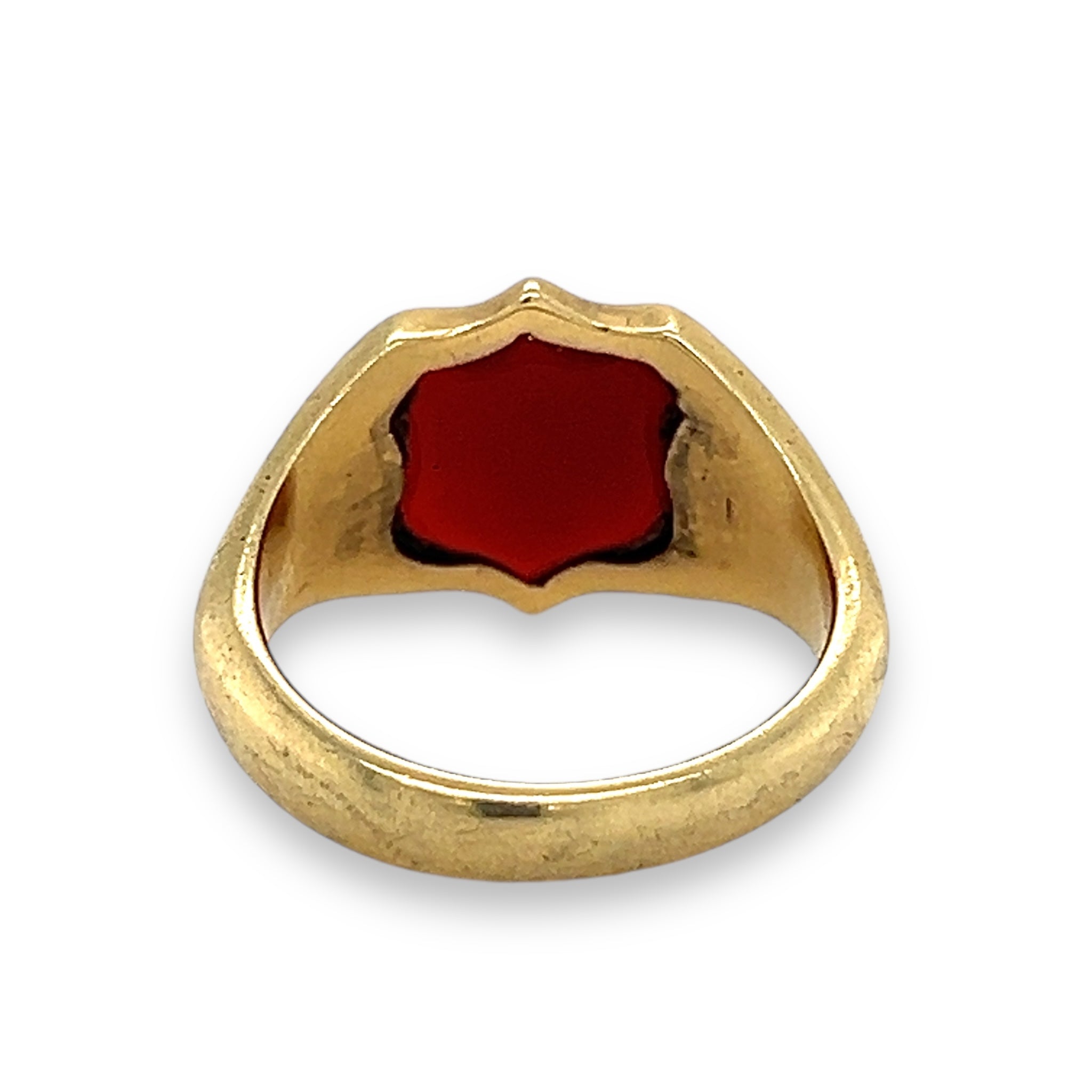 18ct Gold & Carnelian Shield Shape Signet Ring - Wildsmith Jewellery