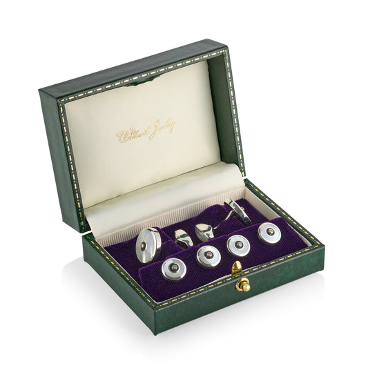 Diamond, Onyx, Mother of Pearl & Diamond Round Dress Set - Wildsmith Jewellery
