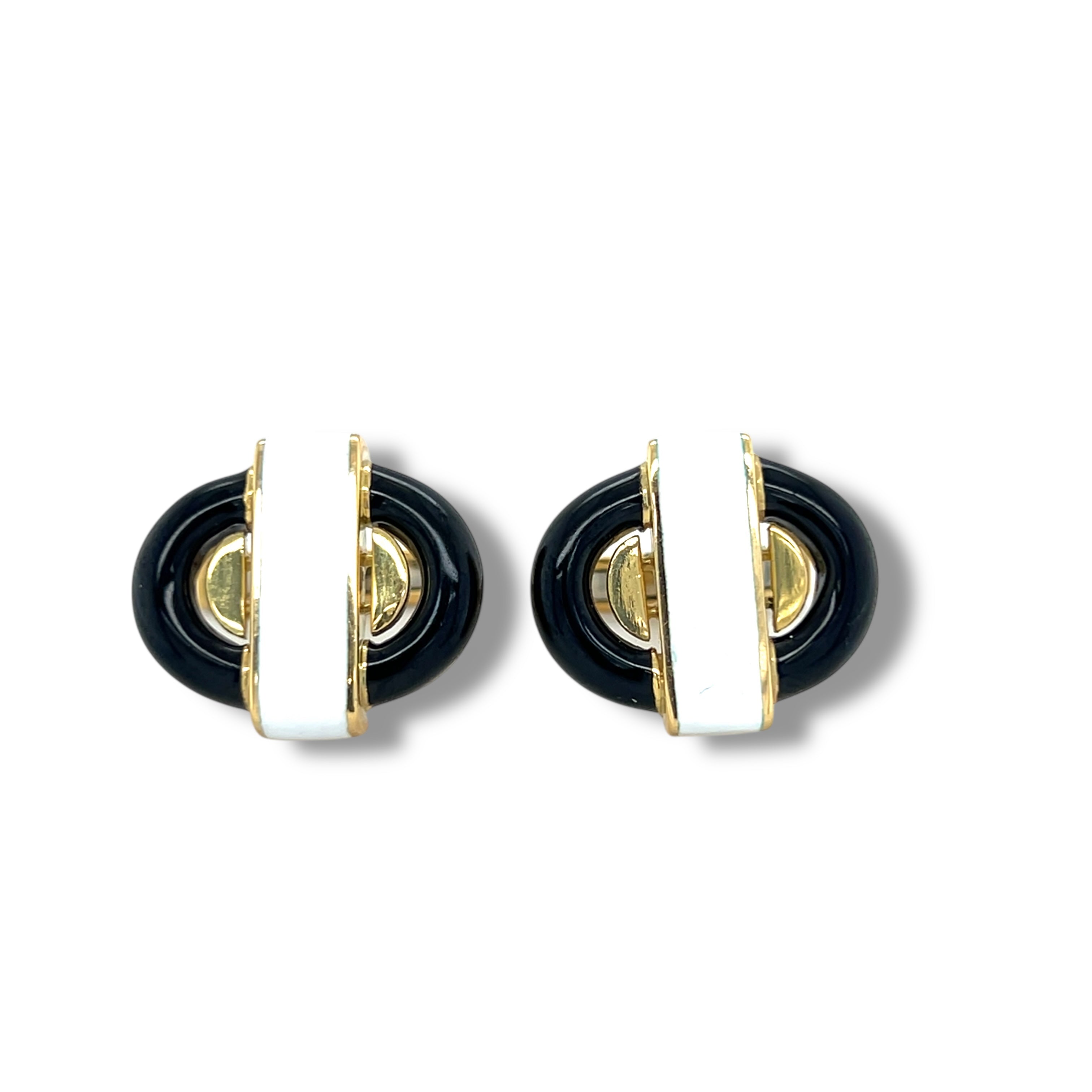 Geometric 18ct Gold & Enamel Cufflinks