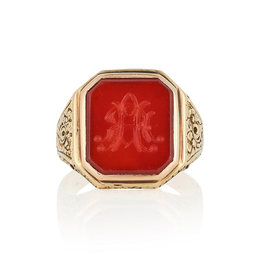 Victorian 15ct Gold & Carnelian Signet Ring - Wildsmith Jewellery