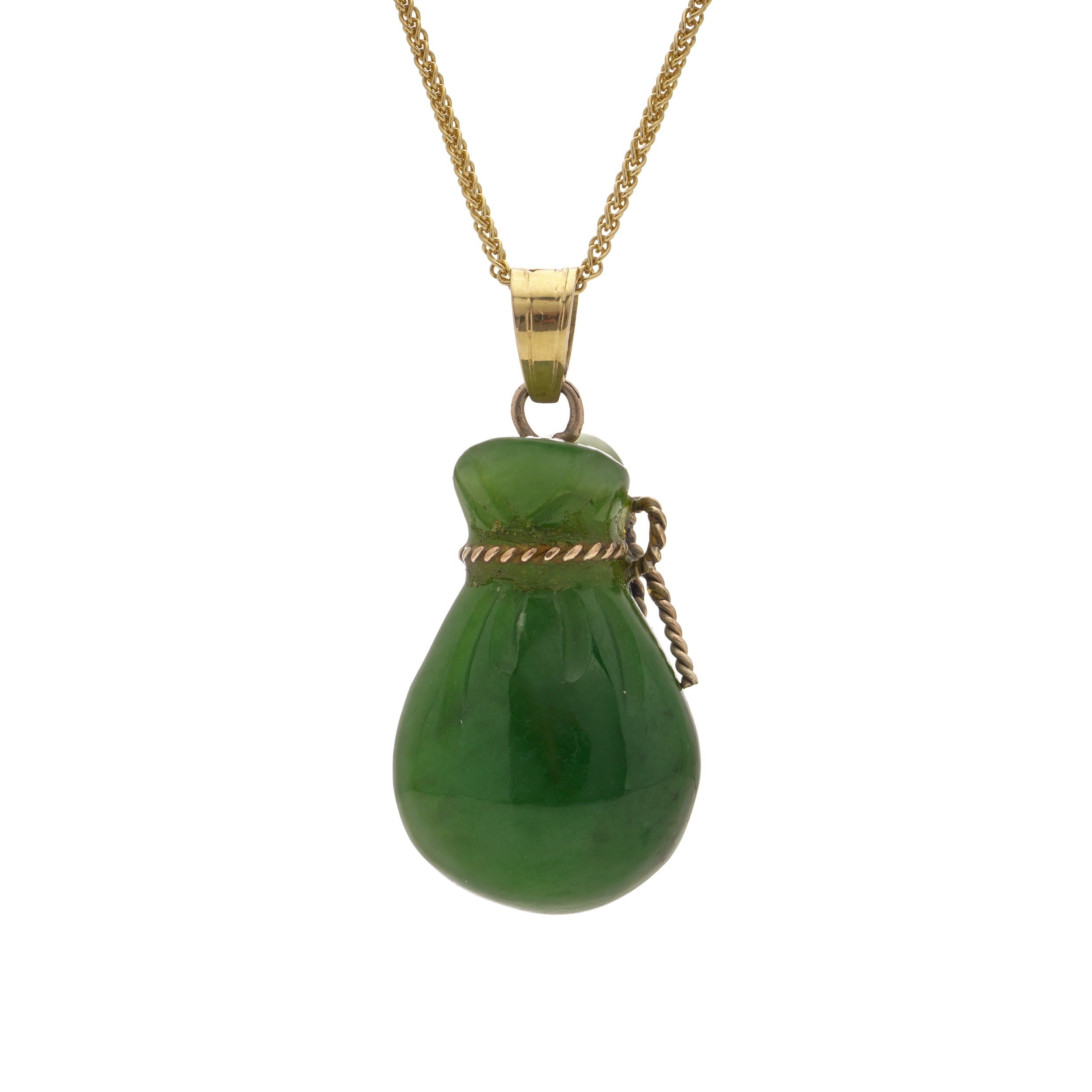 Jade & Gold Moneybag Pendant - Wildsmith Jewellery